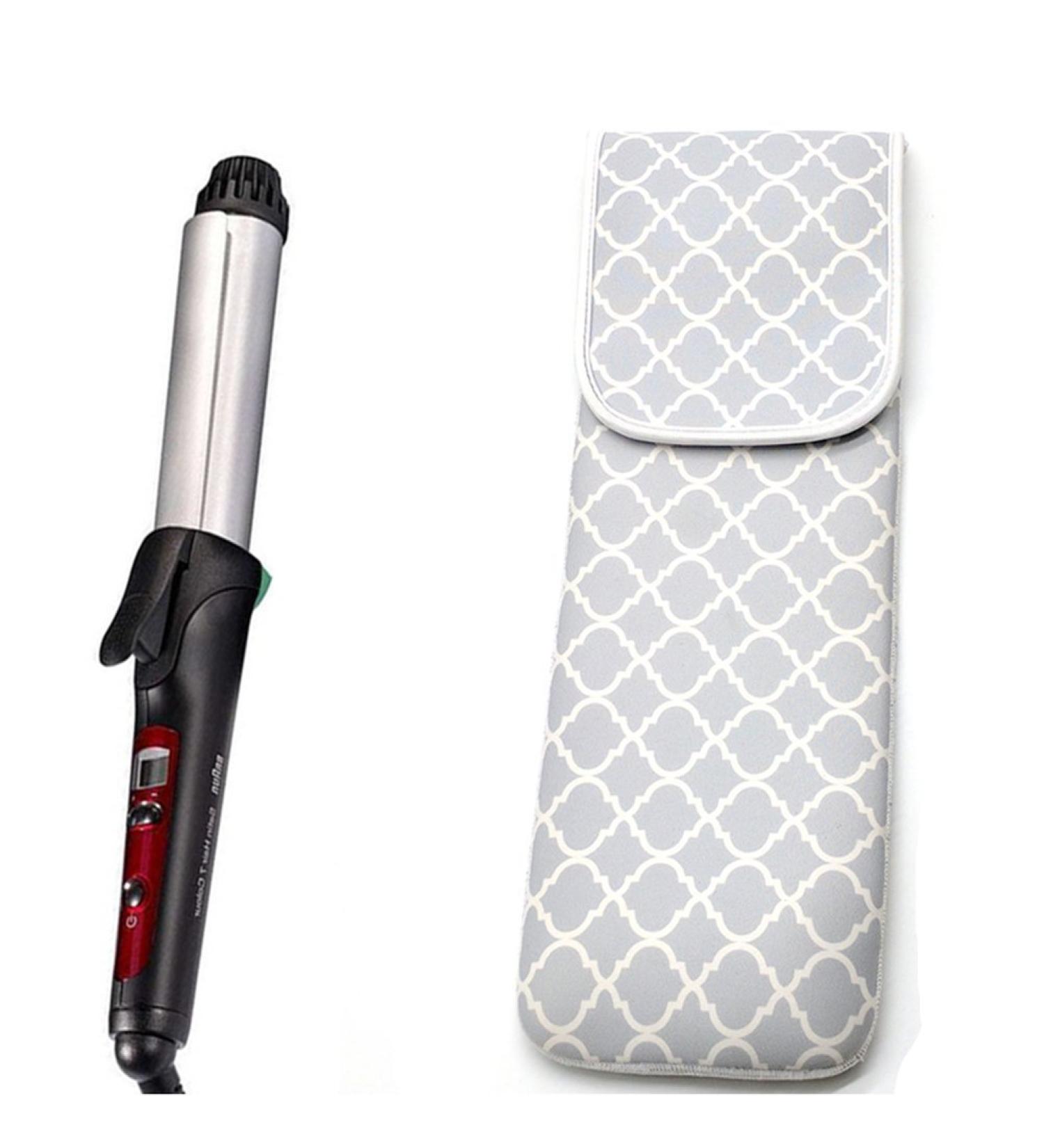 ALLENLIFE Women's Heat Resistant Neoprene Curling Iron Holder - Grey Chevron Travel Storage Bag - Buy Online on GoSupps.com