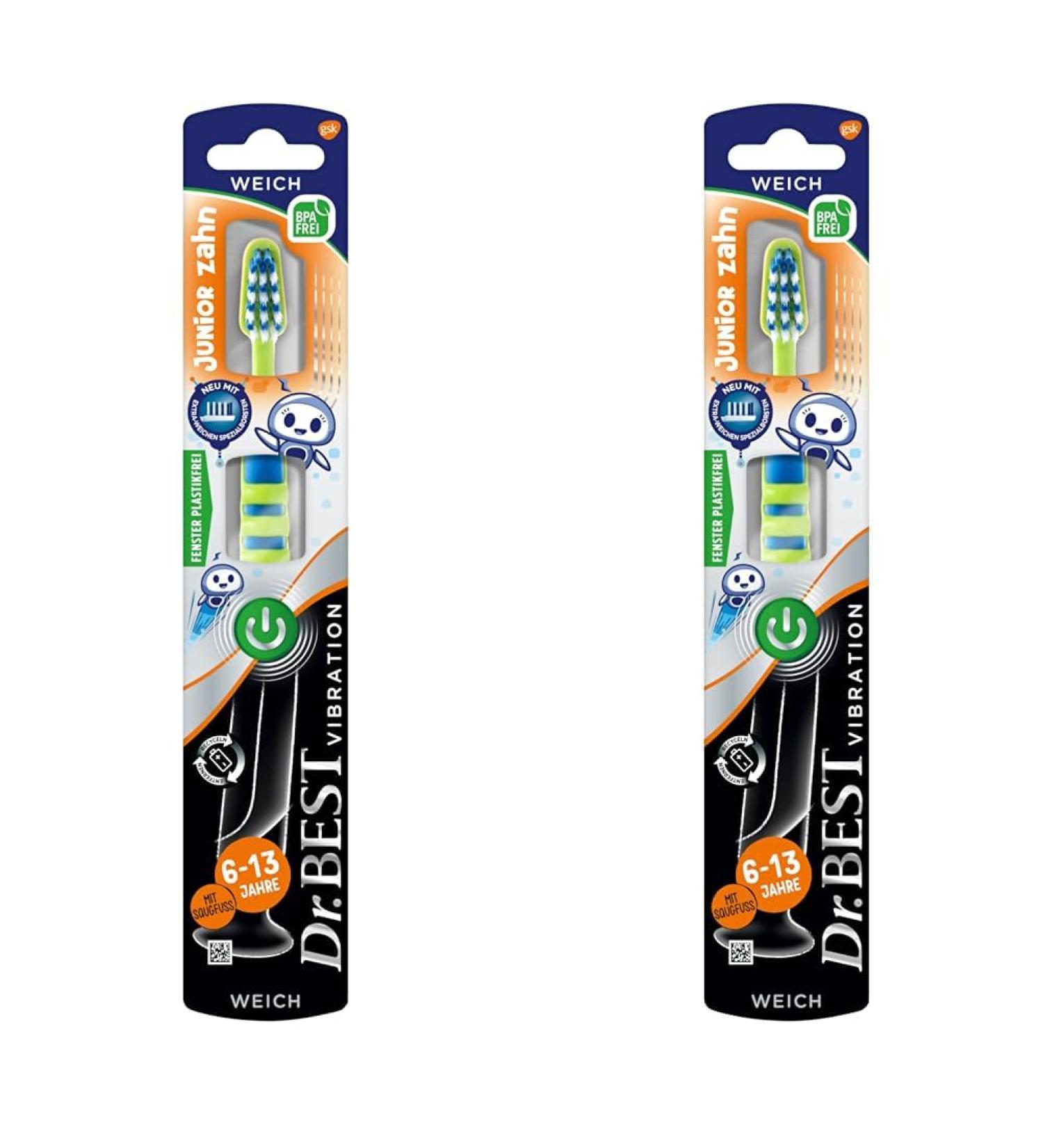 Dr. Best Vibration Junior Toothbrush - Soft Pack of 2 for Thorough Cleaning | International Shipping Available - Buy Online on GoSupps.com