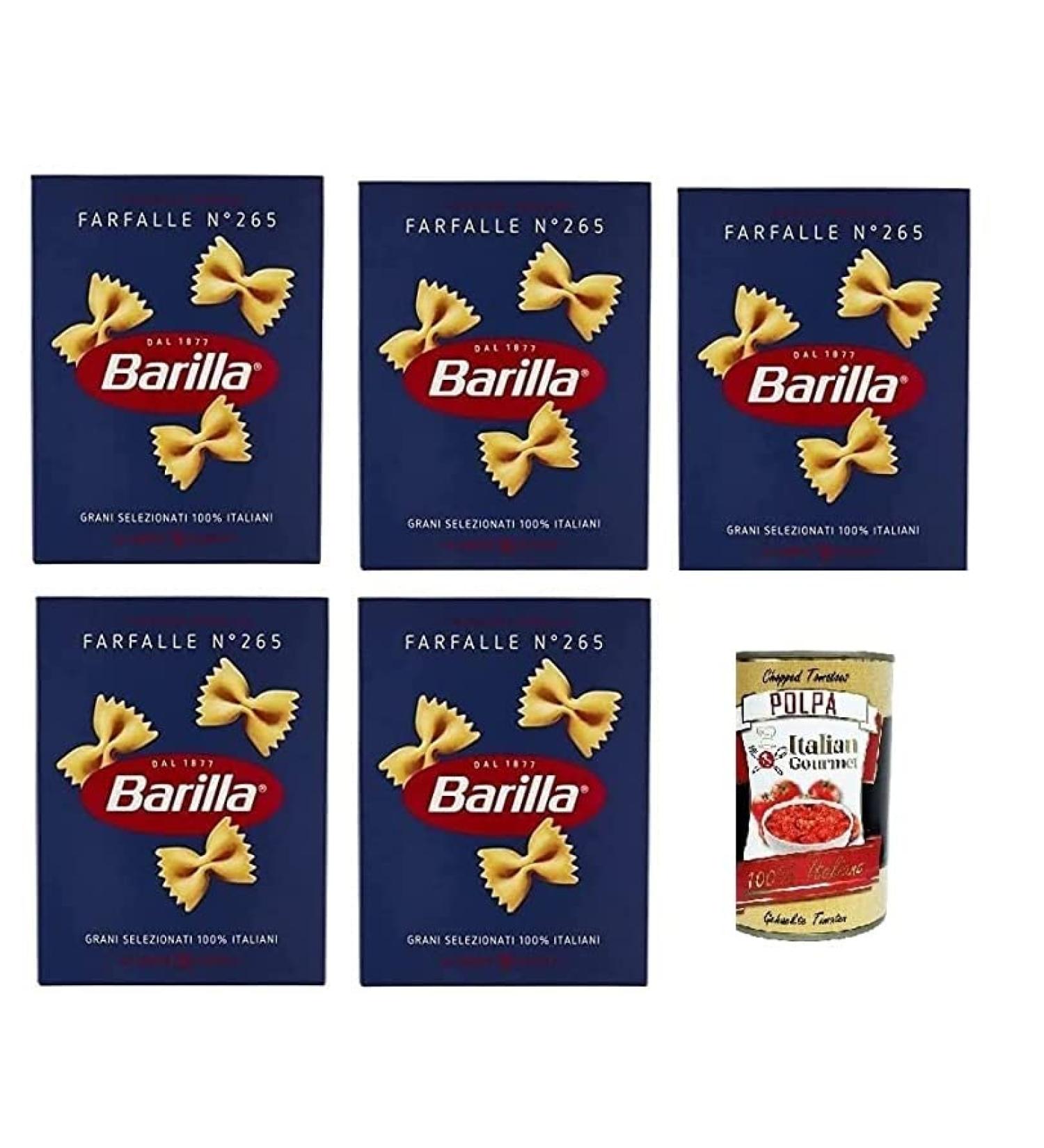  Italian Gourmet E.R. 5 x Barilla Farfalle Pasta No. 265 Italian Pasta 500 g + Italian Gourmet Pulp 400 g - Buy Online on GoSupps.com