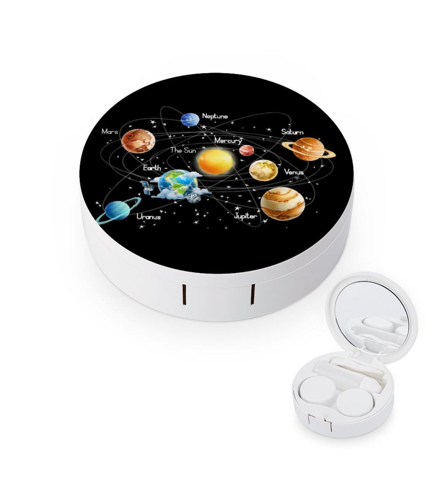 Solar System Contact Lens Travel Kit - Portable Cute Contact Box with Mirror for Daily Outdoor Use - Buy Online on GoSupps.com