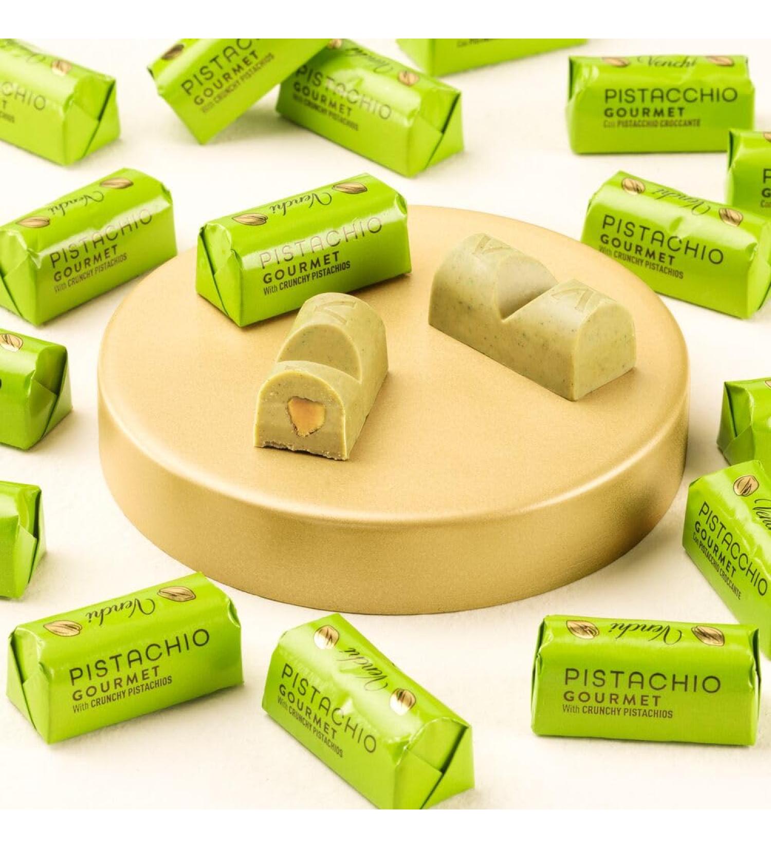 Venchi - Gourmet Mini Pistachio Ingot, 1kg - Chocolate with Crunchy Pistachios - Gluten Free