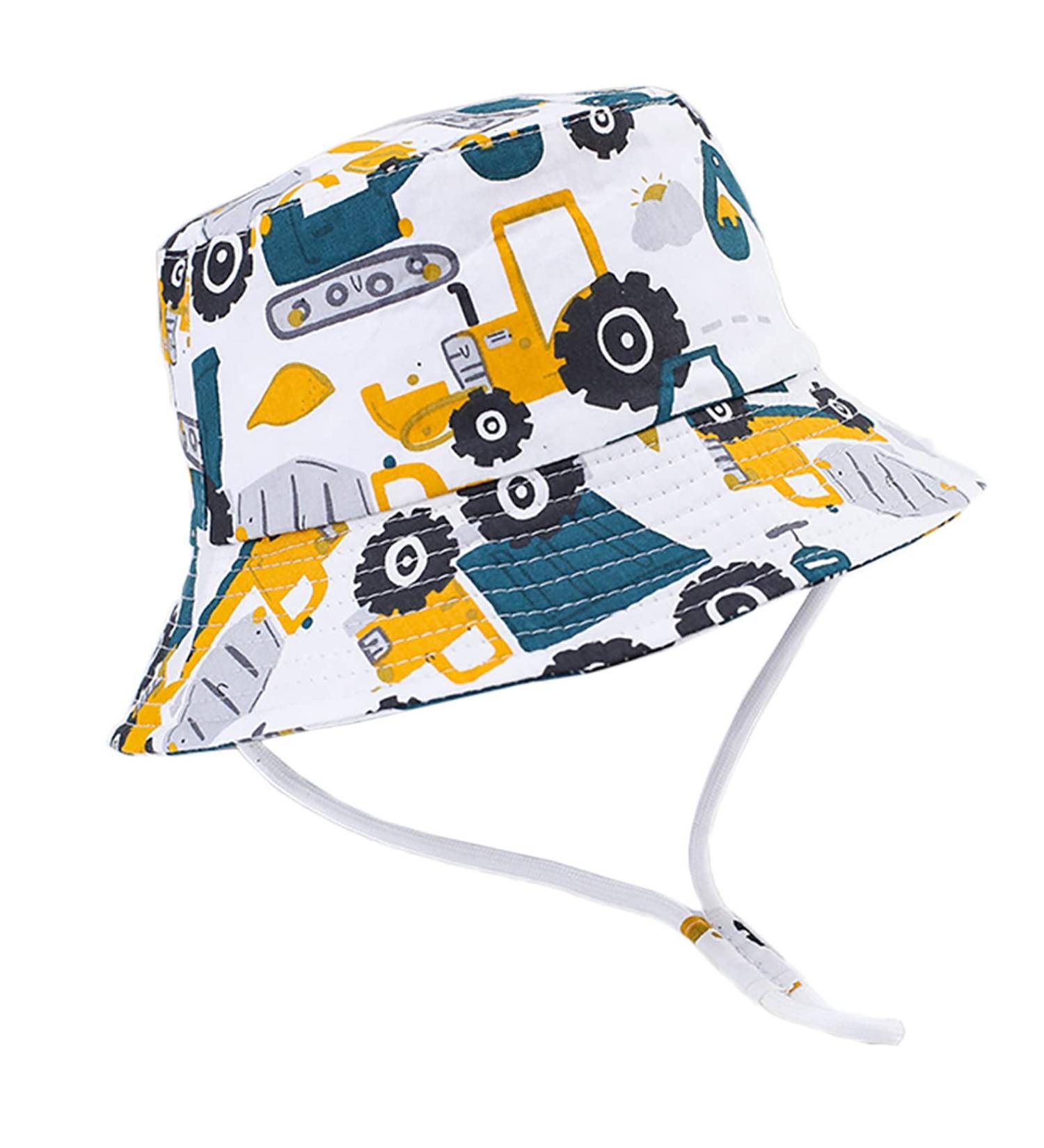 XYIYI Kids Bucket Hat - Adjustable Sun Hat for Boys Girls 2-4 Years | Yellow Excavator Design - Buy Online on GoSupps.com