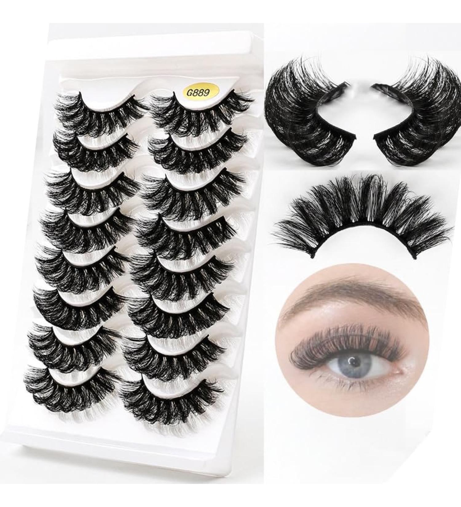 8 Pairs Russian Strip Fake Lashes D Curl (G880-G889) 3D Effect - Reusable Naturally Thick Eyelashes - Fluffy Wispy Natural False Eyelashes G889 - Buy Online on GoSupps.com