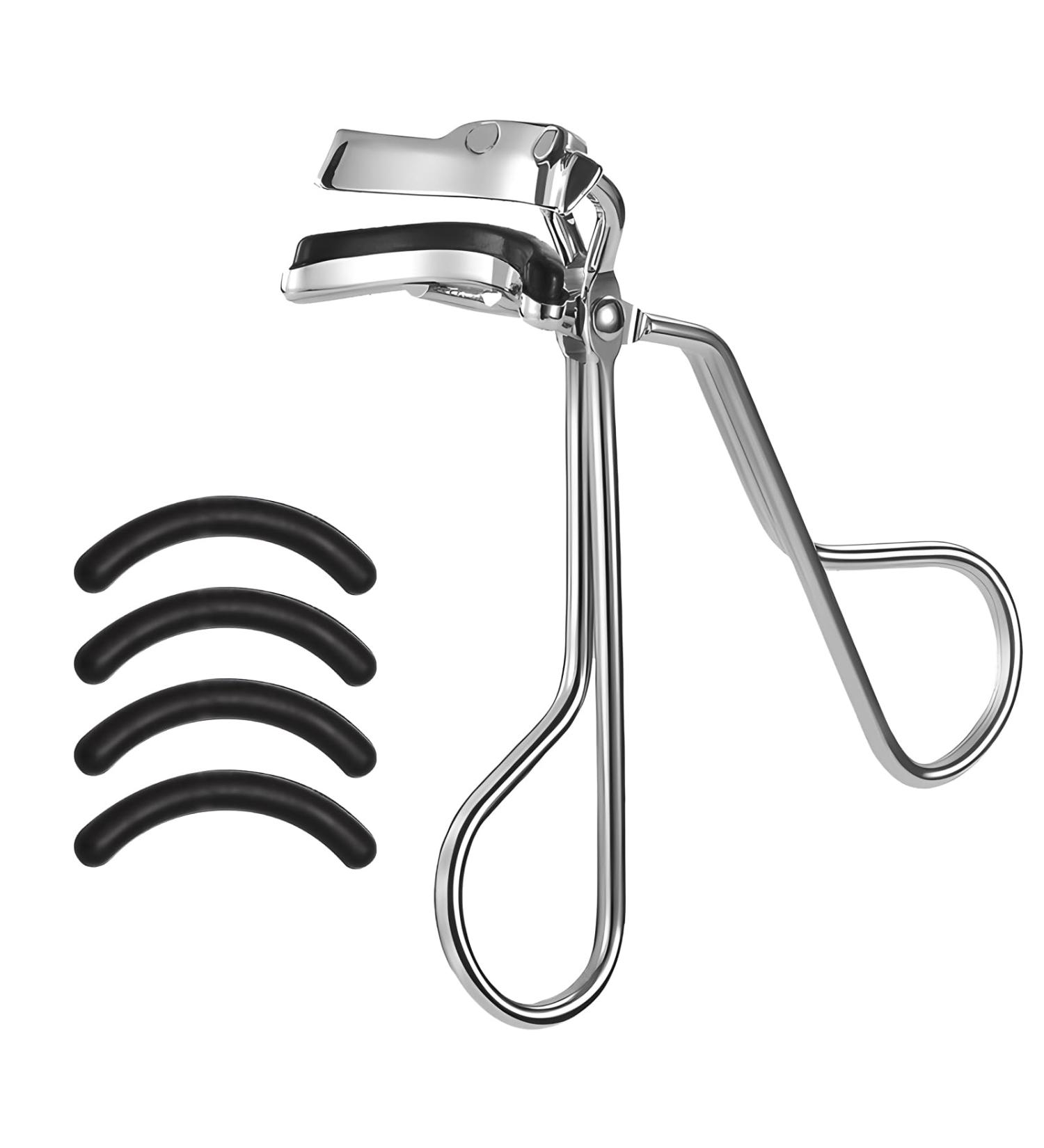 Eyelash Curlers - Professional Metal Lash Curler with 4 Silicone Refill Pads | Silver Makeup Tool - Buy Online on GoSupps.com