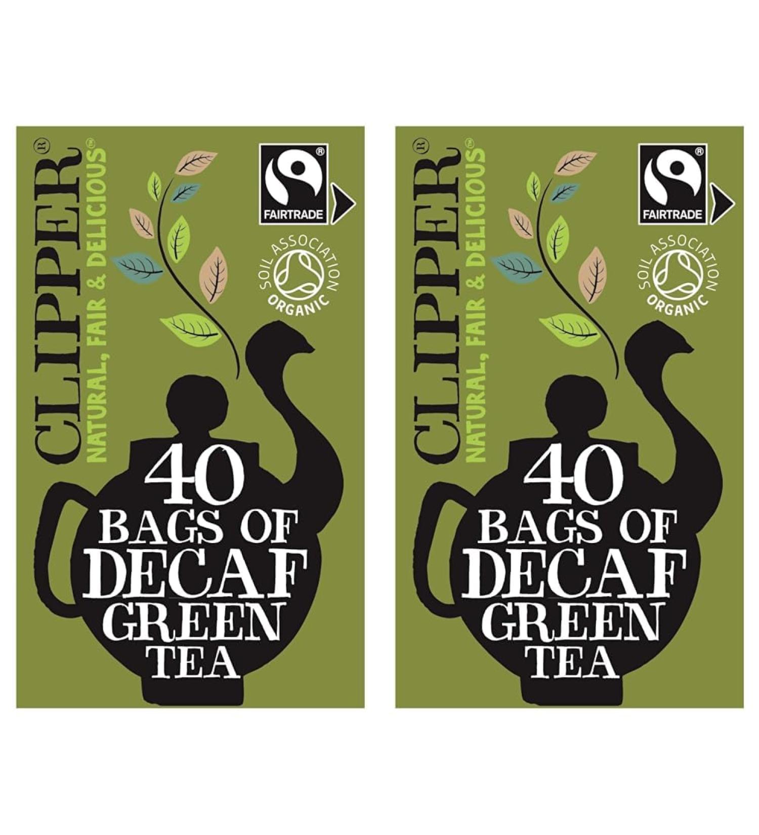 Clipper Organic Decaf Green Tea Bags | Box of 40 Decaffeinated Green Tea Bags | for Home & Office | Pure Eco-Conscious Fair Trade Tea | Natural Unbleached Plant-Based & Biodegradable (Pack of 2) - Buy Online on GoSupps.com