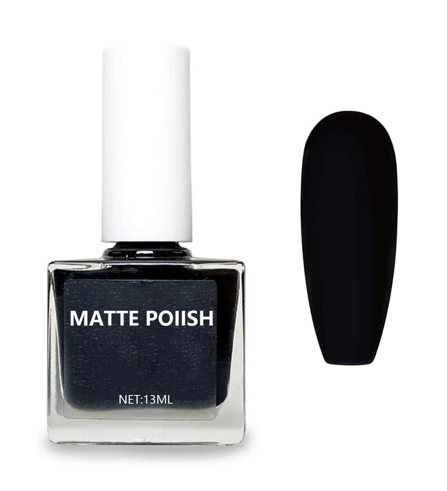Black Nail Polish - Quick Dry Matte Black Nail Varnish 7 Days Lasting Nail Polish in Water Based Formula/Odorless & Easy to Apply No Need Baking Nail Polish (Black) - Buy Online on GoSupps.com