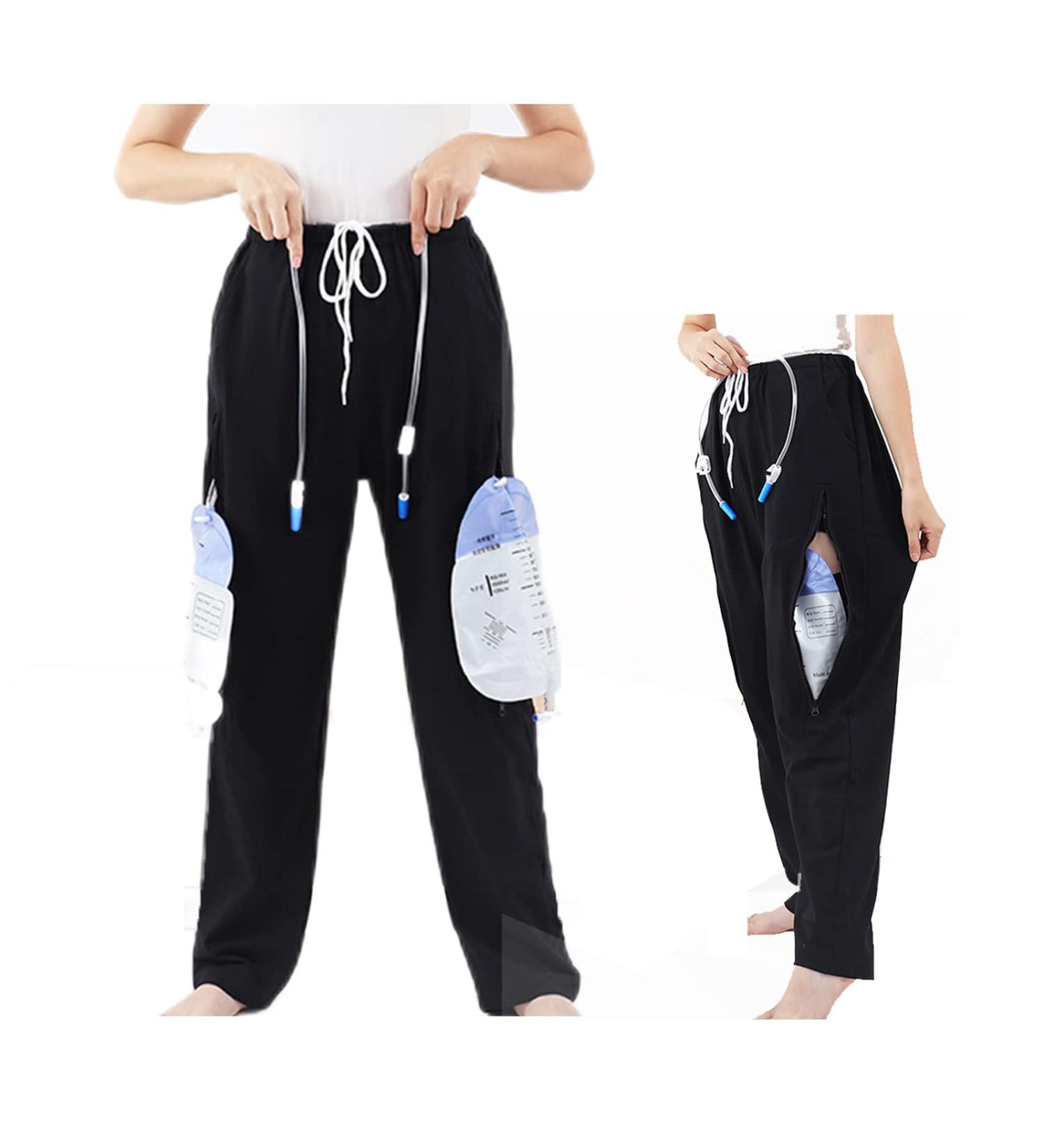 Catheter Leg Bag Pants with Double Pockets | Unisex XXL - Fits 2x 2000ml Leg Bags | Compatible with Nephrostomy Foley Suprapubic & Biliary Catheters - Buy Online on GoSupps.com