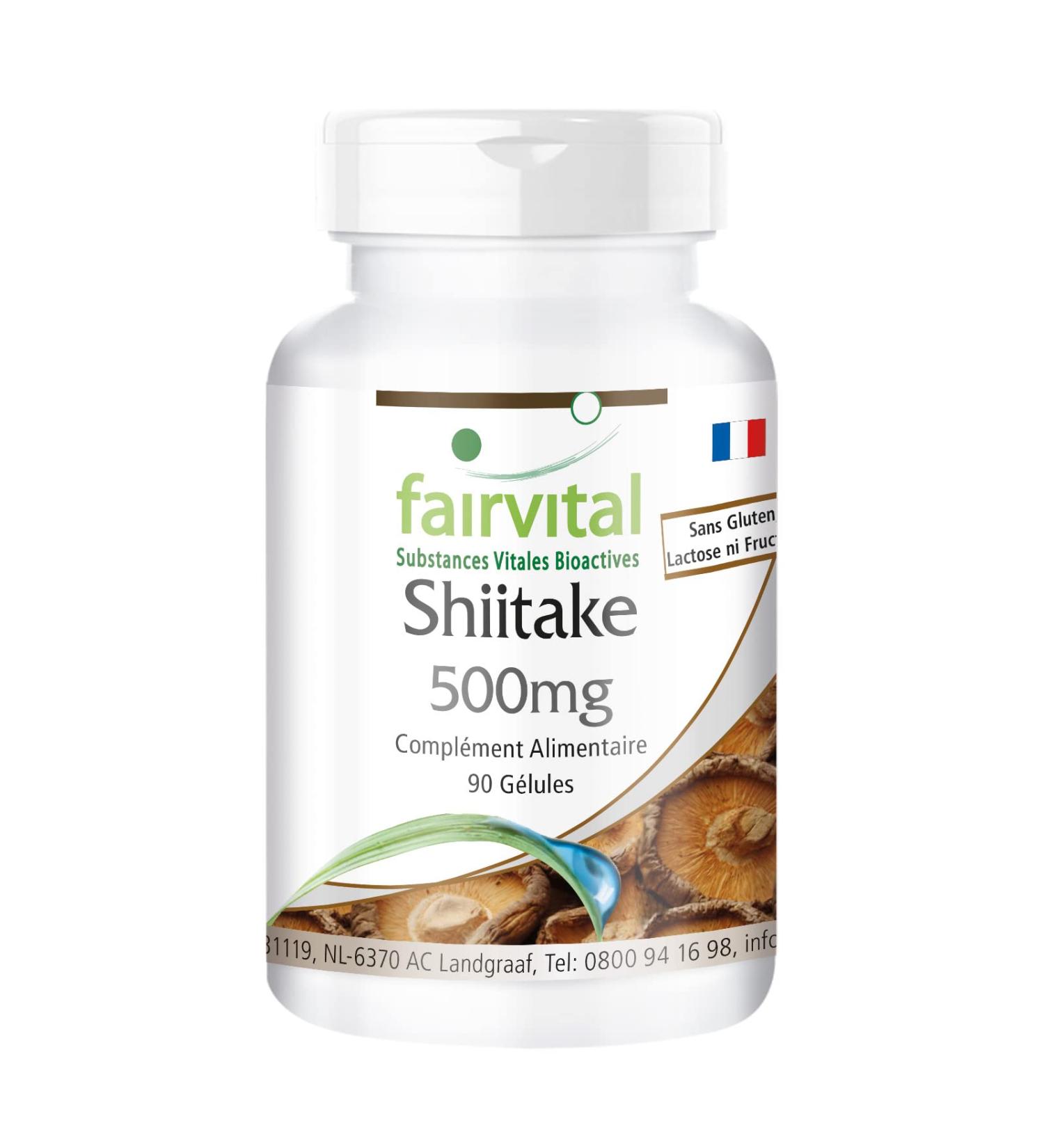 Fairvital | Shiitake - Pure Mushroom 500mg - 90 Vegetarian Capsules - Buy Online on GoSupps.com