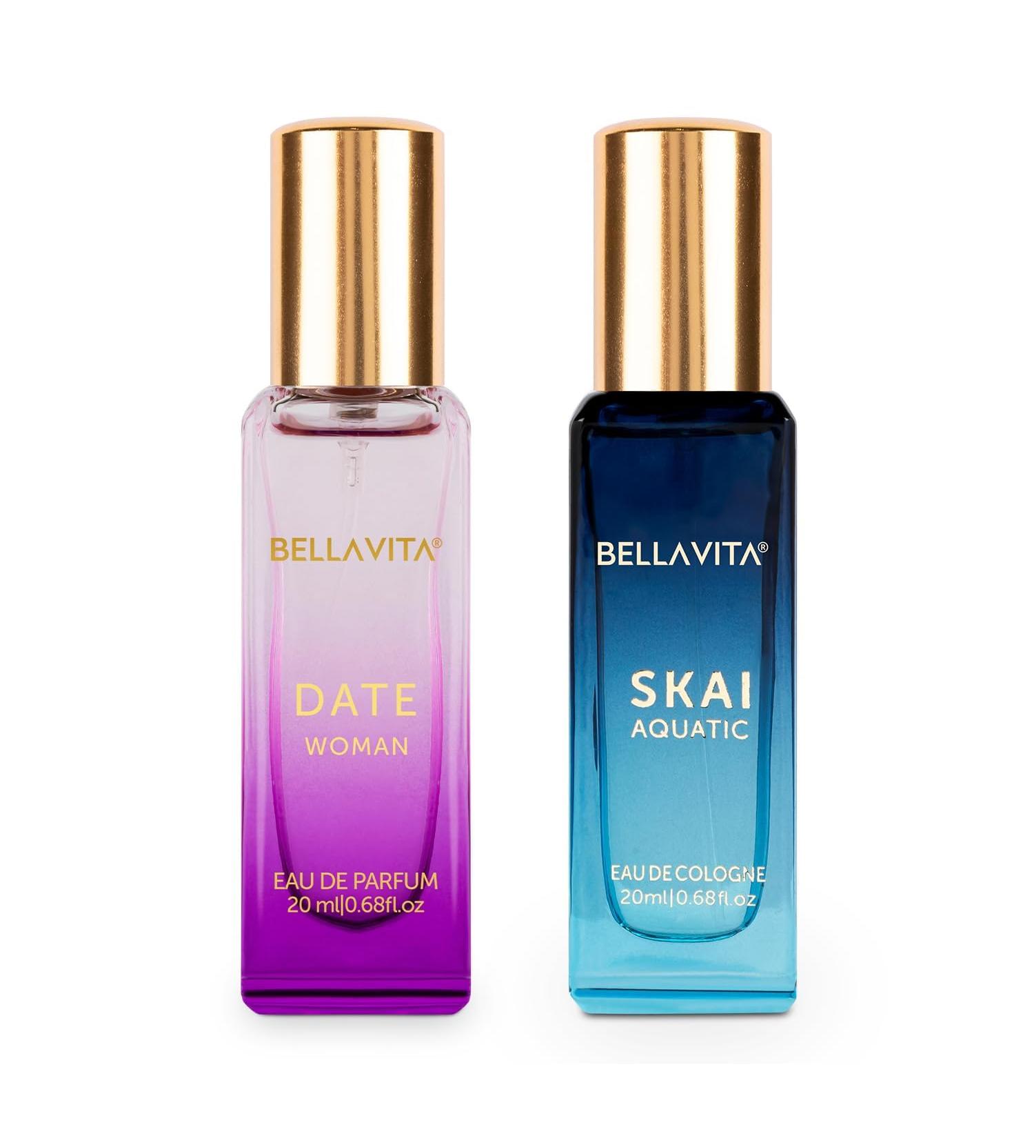 Bell'a Vita Luxury Skai Aquatic & Date Women Perfume Combo with Bergamot Pink Pepper|Fruity Long Lasting EDC EDP Fragrance Liquid Scent Pack of 2 20 Ml each. - Buy Online on GoSupps.com