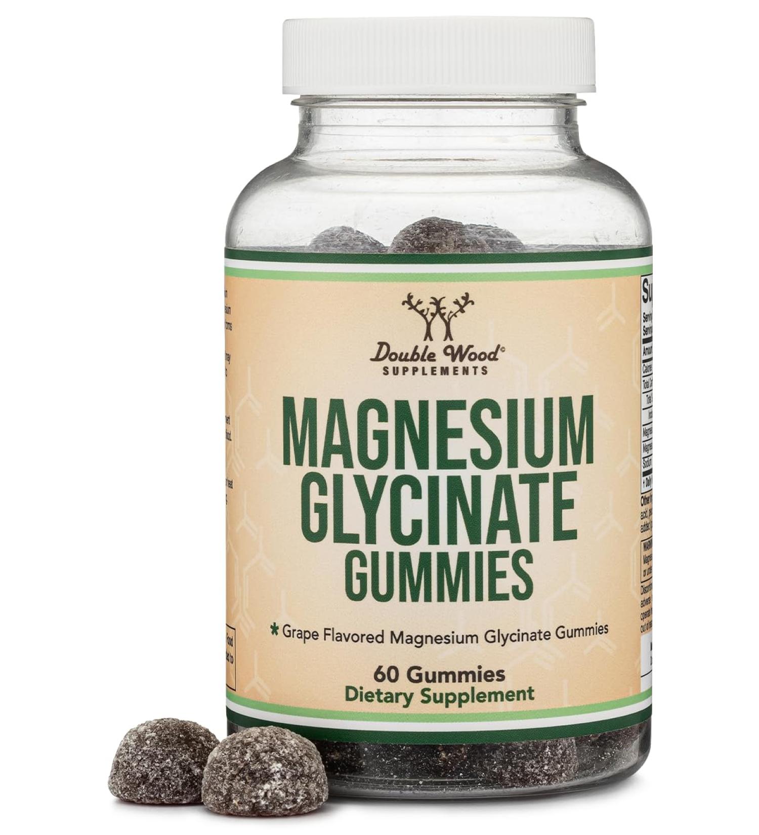 Magnesium Glycinate Gummies (400mg per Serving 30 Day Supply Grape Flavored) High Absorption Magnesium Supplement for Adults or Kids by Double Wood Supplements - Buy Online on GoSupps.com