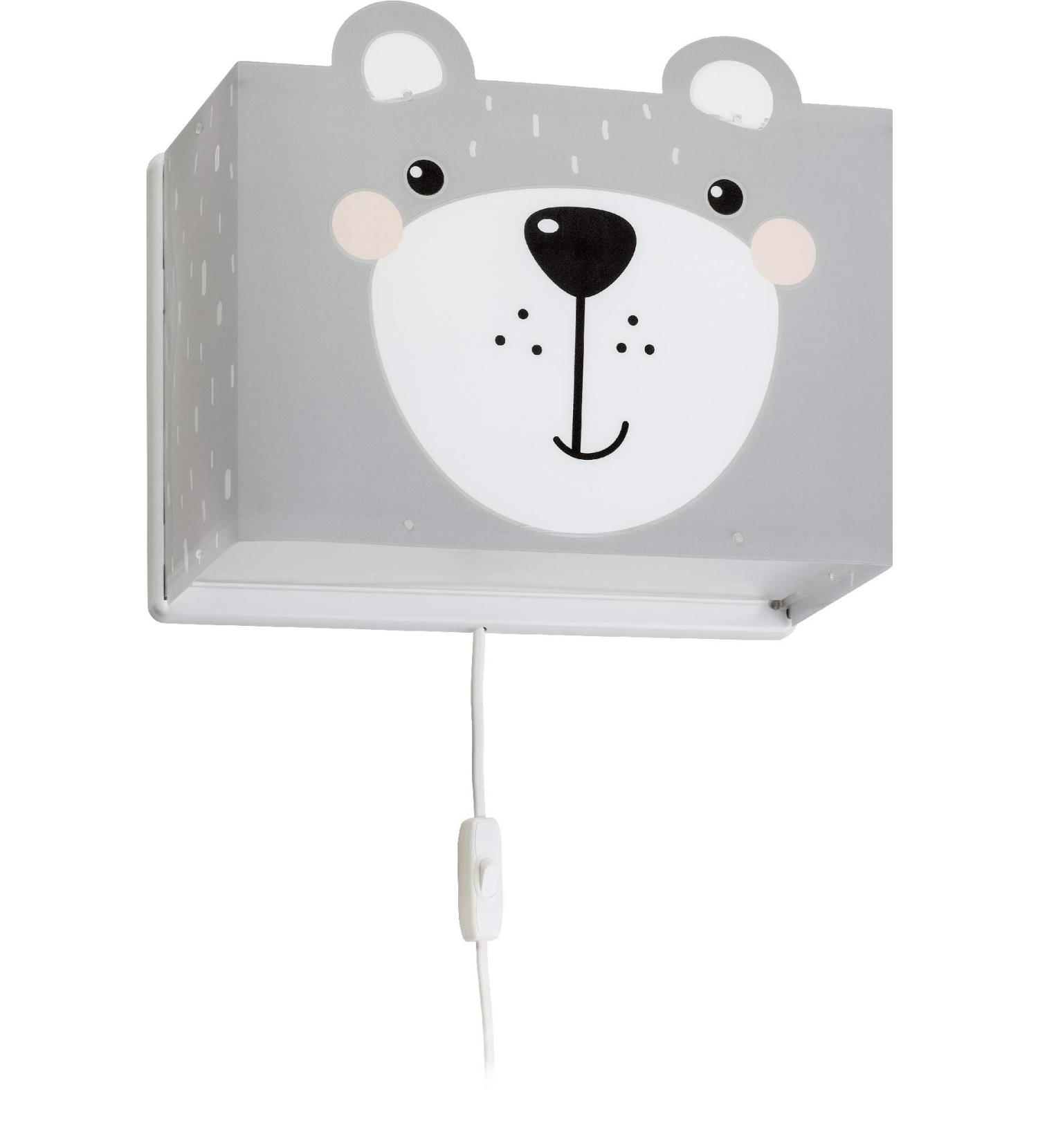 Dalber Little Teddy Bear Children's Wall Lamp - Grey Animal Light for Kids' Room | E27 | 64578 - Buy Online on GoSupps.com