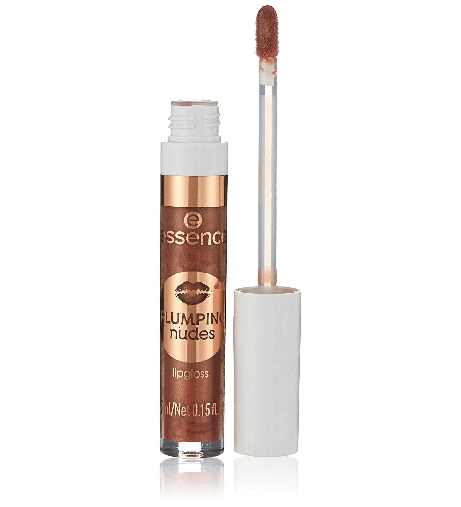 Essence Plumping Nudes LipGloss Lip Gloss No. 09 Larger Than Life Brown enlarged shiny shimmering vegan corresponds to our clean beauty standard oil -free (4.5ml)