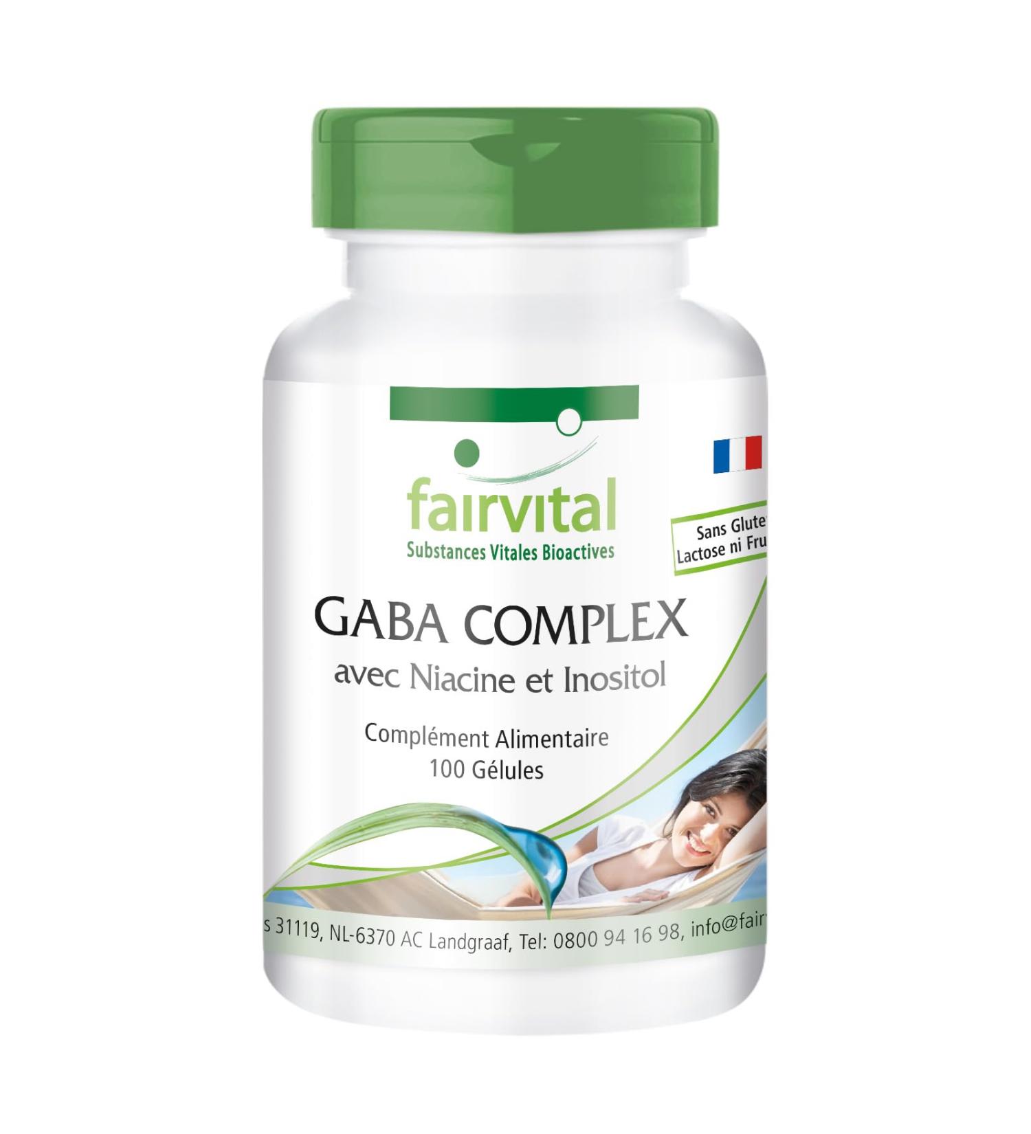 Fairvital | GABA COMPLEX - with 1200mg of Inositol 400mg of Vitamin B3 & 200mg of GABA per daily dose - 50 days - VEGAN - Highly dosed - 100 caps - with niacin and inositol - Buy Online on GoSupps.com