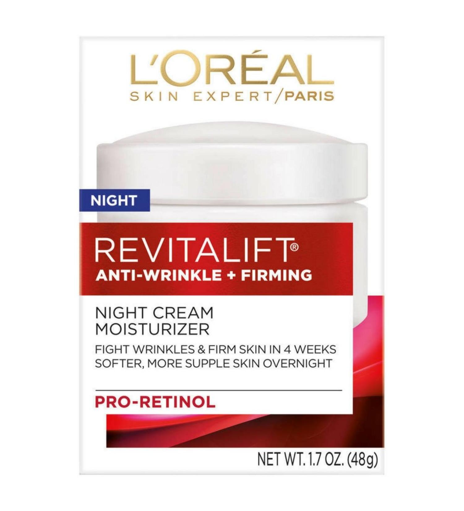 L'Oreal Paris RevitaLift Anti-Wrinkle + Firming Night Cream Moisturizer 1.7 oz (Pack of 2)