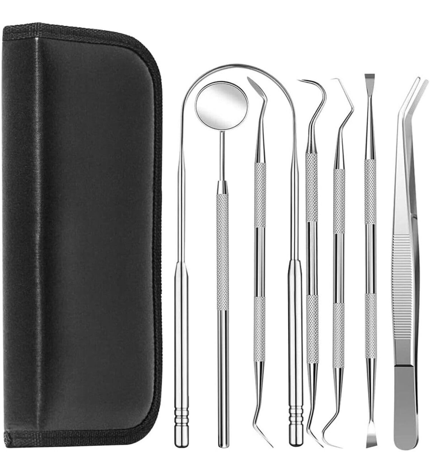 Professional Dental Tools Kit - 7 Piece Dental Oral Kit with Pouch for Home Use & Travel - Buy Online on GoSupps.com
