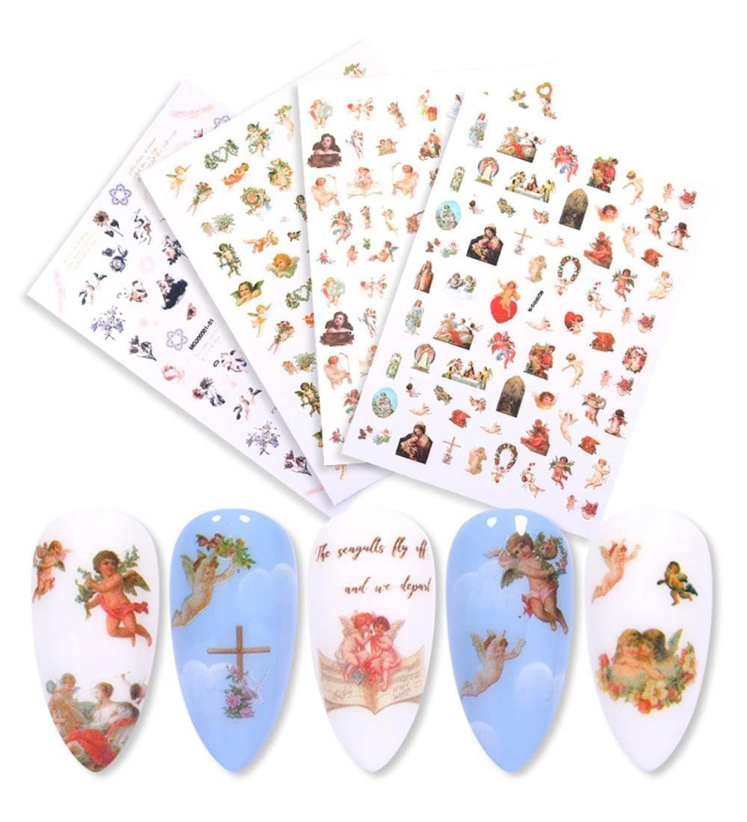Decor Water Transfer Stickers Nail Art Decoration Flower And Leaf Pattern 3D Nail Art Sticker Nail Decal Stickers Angel Pattern Stickers - Buy Online on GoSupps.com