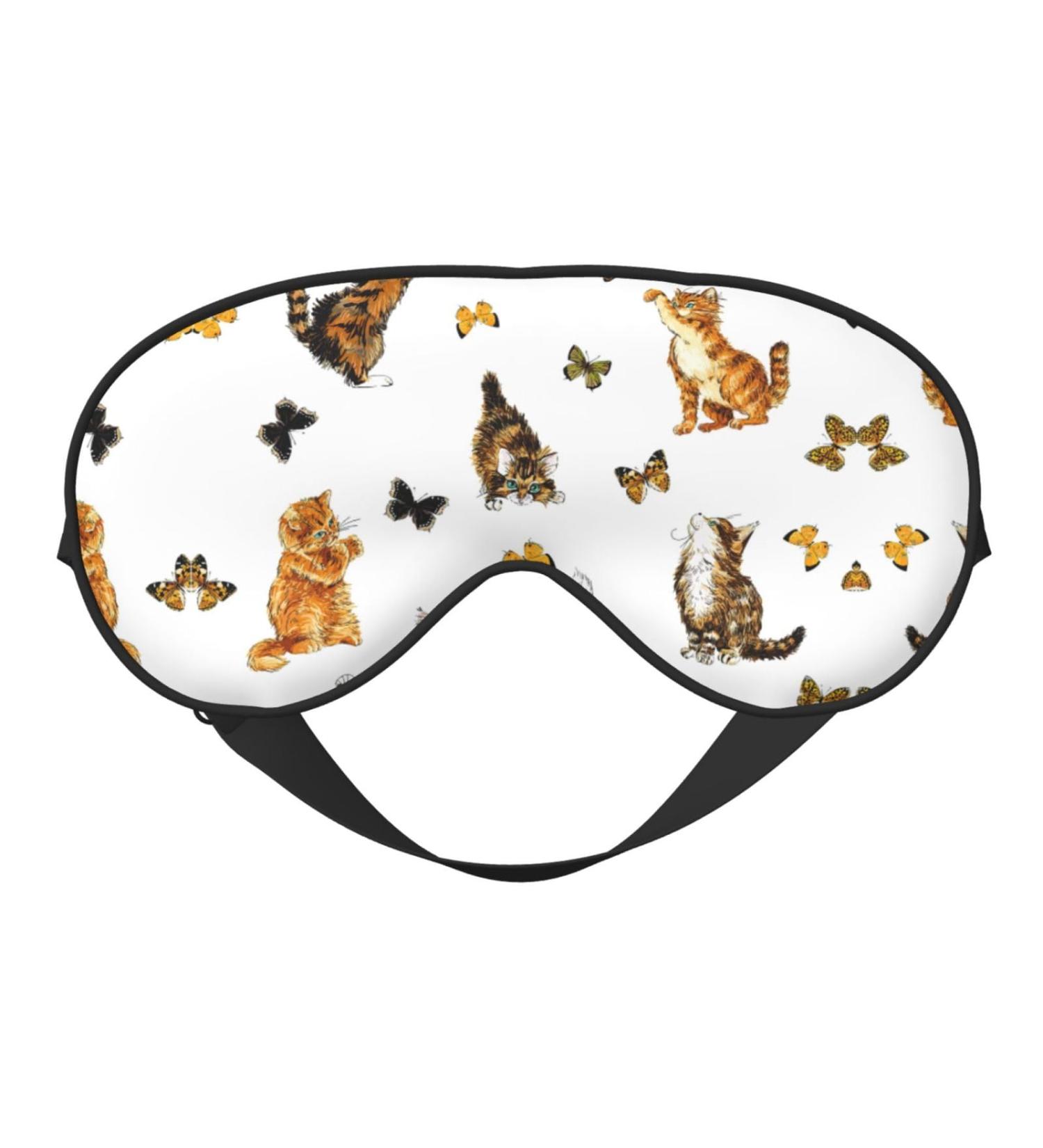 Cat Butterfly Print Unisex Sleep Mask - Double-Sided Eye Mask for Sound Sleep & Skin Care - Ideal Gift - Free International Shipping - Buy Online on GoSupps.com