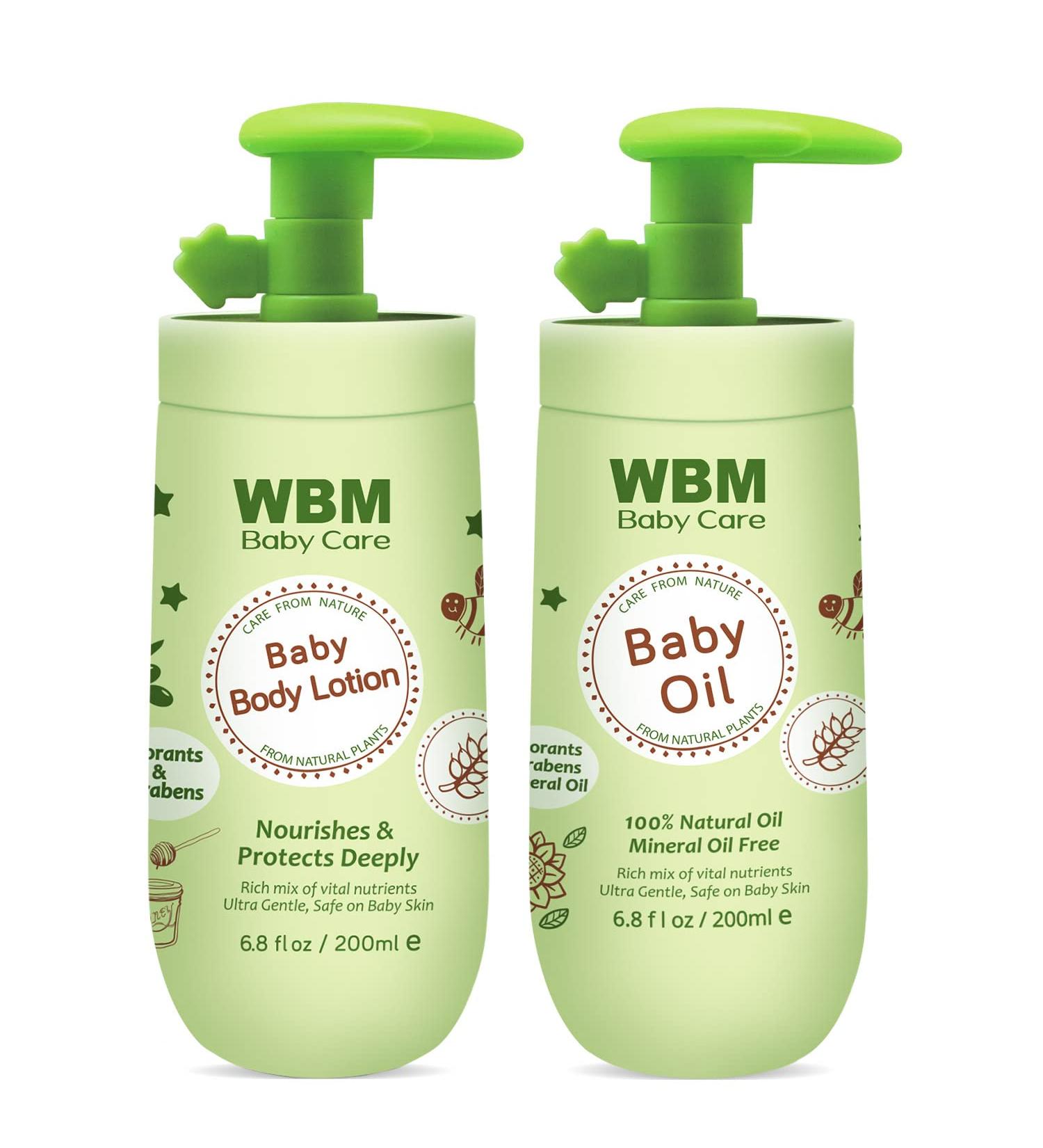Buy WBM Baby Oil & Lotion Set | 100% Natural Newborn Skin Care with Vitamin E - Moisturizing & Nourishing Essentials - Buy Online on GoSupps.com