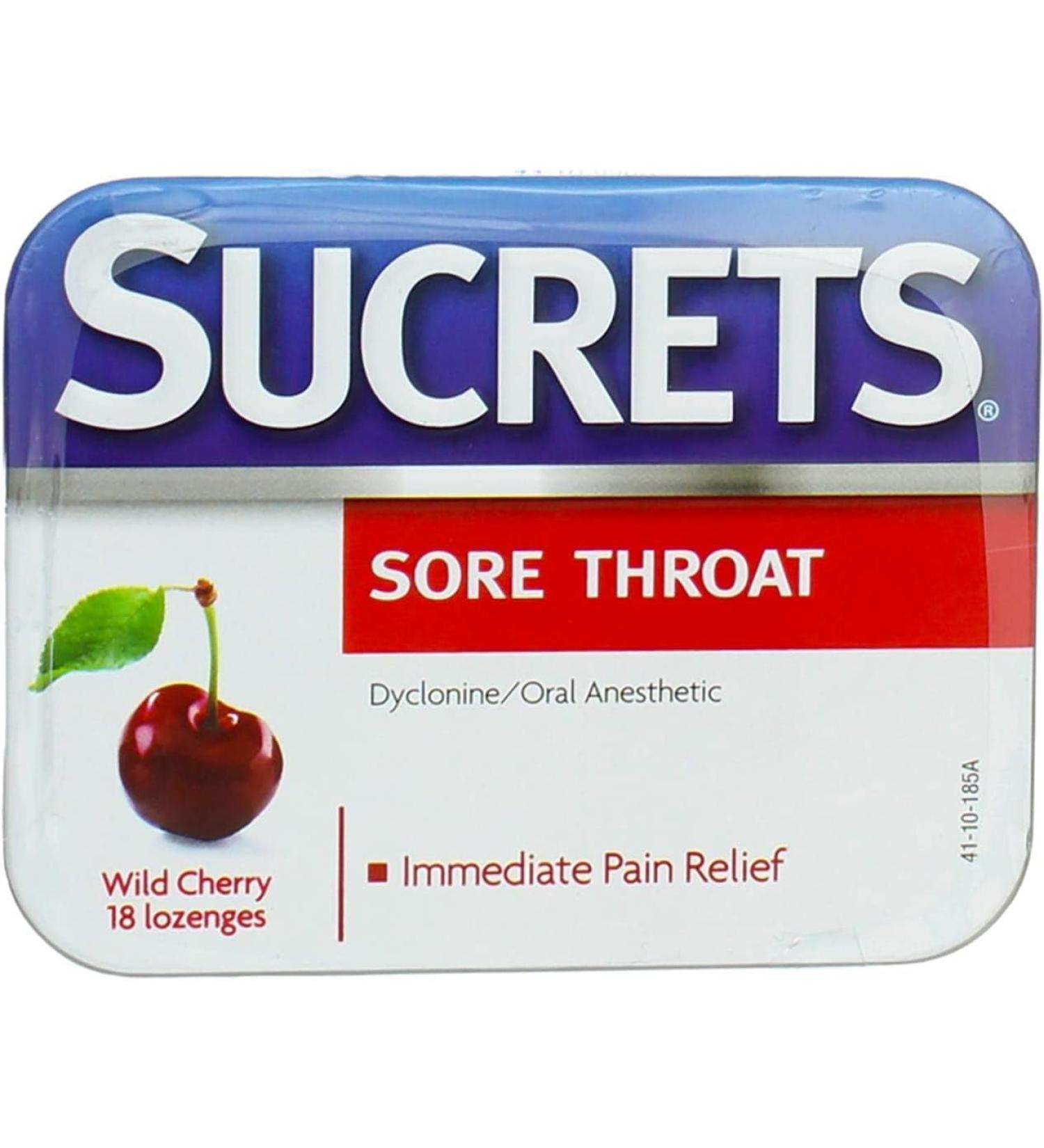Sucrets Sore Throat Lozenges - Wild Cherry Flavor | 18 Count Each | Pack of 5 | Buy Internationally - Buy Online on GoSupps.com