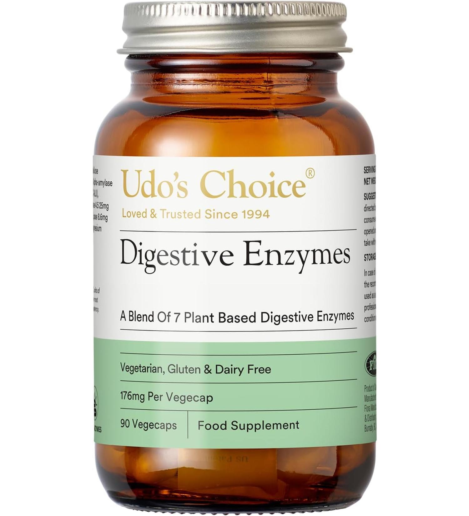 Udo's Choice Digestive Enzymes - 7 Plant Based Enzymes - 90 Vegetarian Capsules - Buy Online on GoSupps.com