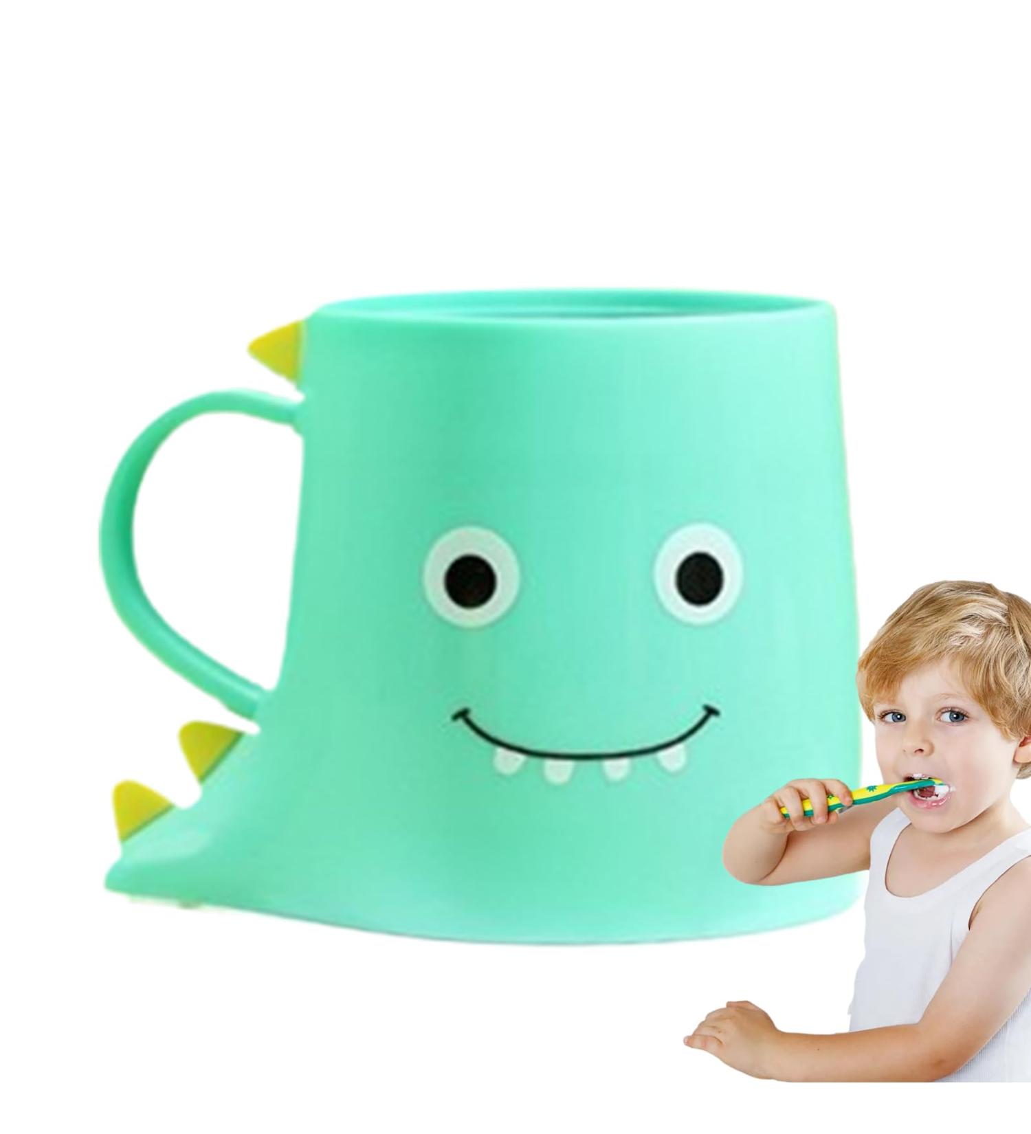 Kids Toothbrush Cup - Cute Dinosaur Shaped Thickened Safe Toothbrush Cups | Portable Bathroom Accessories Mouthwash Cup for Students Kids Girls Boys Hondony Blue - Buy Online on GoSupps.com