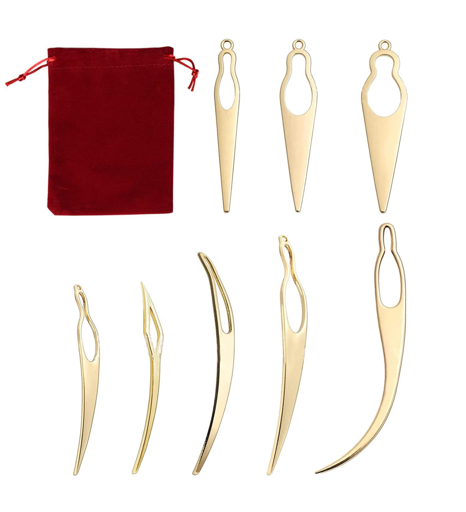 8 Pcs Interlocking Tool Set for Locs with Velvet Bag - Dreadlock Crochet Needle Kit for Easy Hair Tightening - Ideal for Sisterlocks and Interlocks - Gold - Buy Online on GoSupps.com