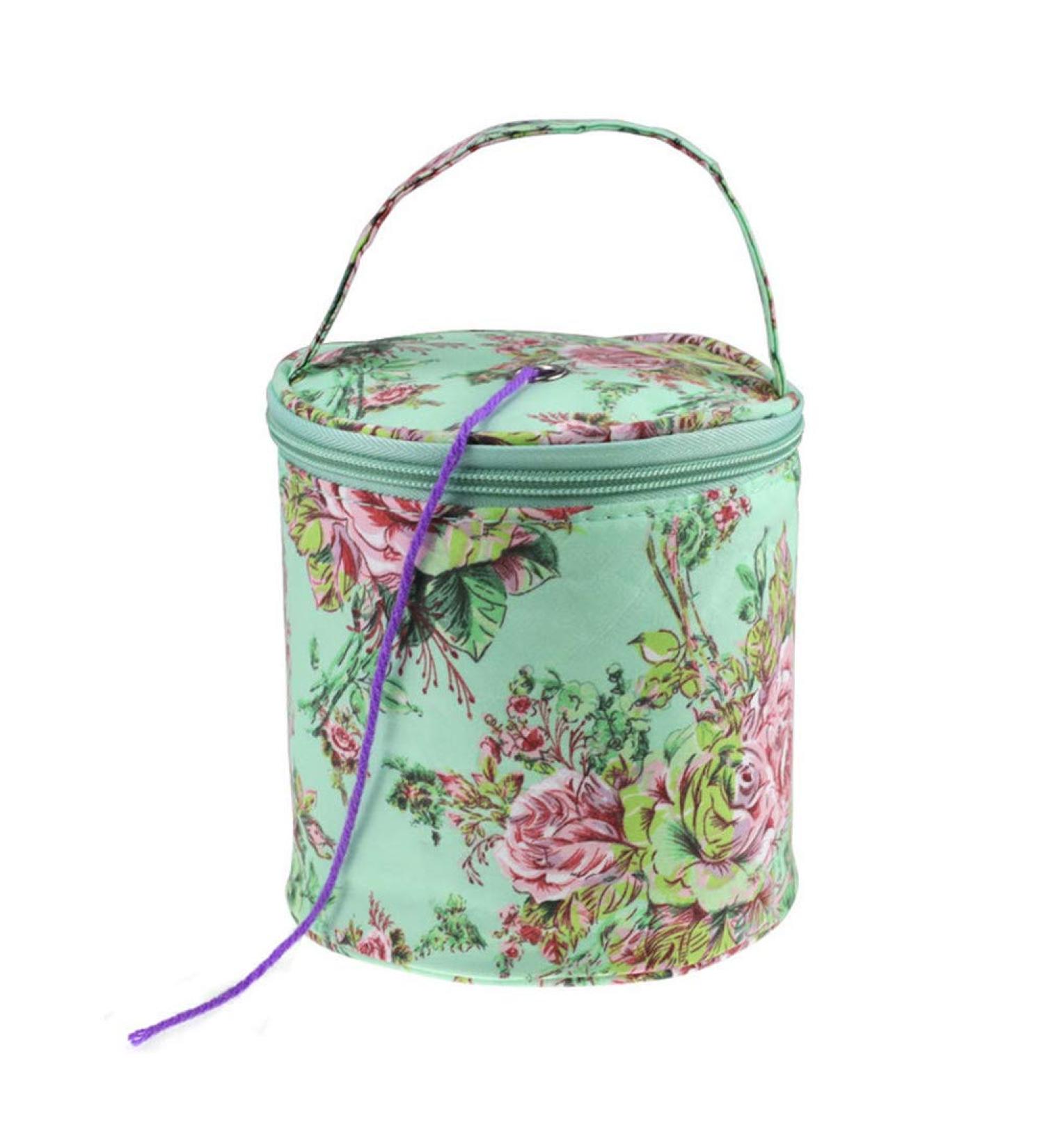 Katech Small Yarn Storage Case - Empty Round Knit Tote Bag Basket (Green) - Buy Online on GoSupps.com