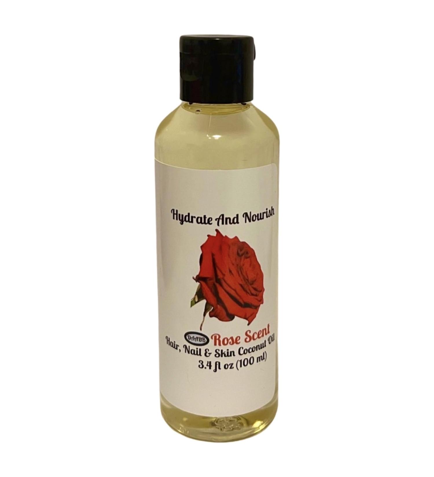 Rose Coconut Oil - Multi-Use Body Oil for Hair Skin & Nails | Fragrance Body Massage Oil | Travel Size 3.4 Fl oz - Buy Online on GoSupps.com