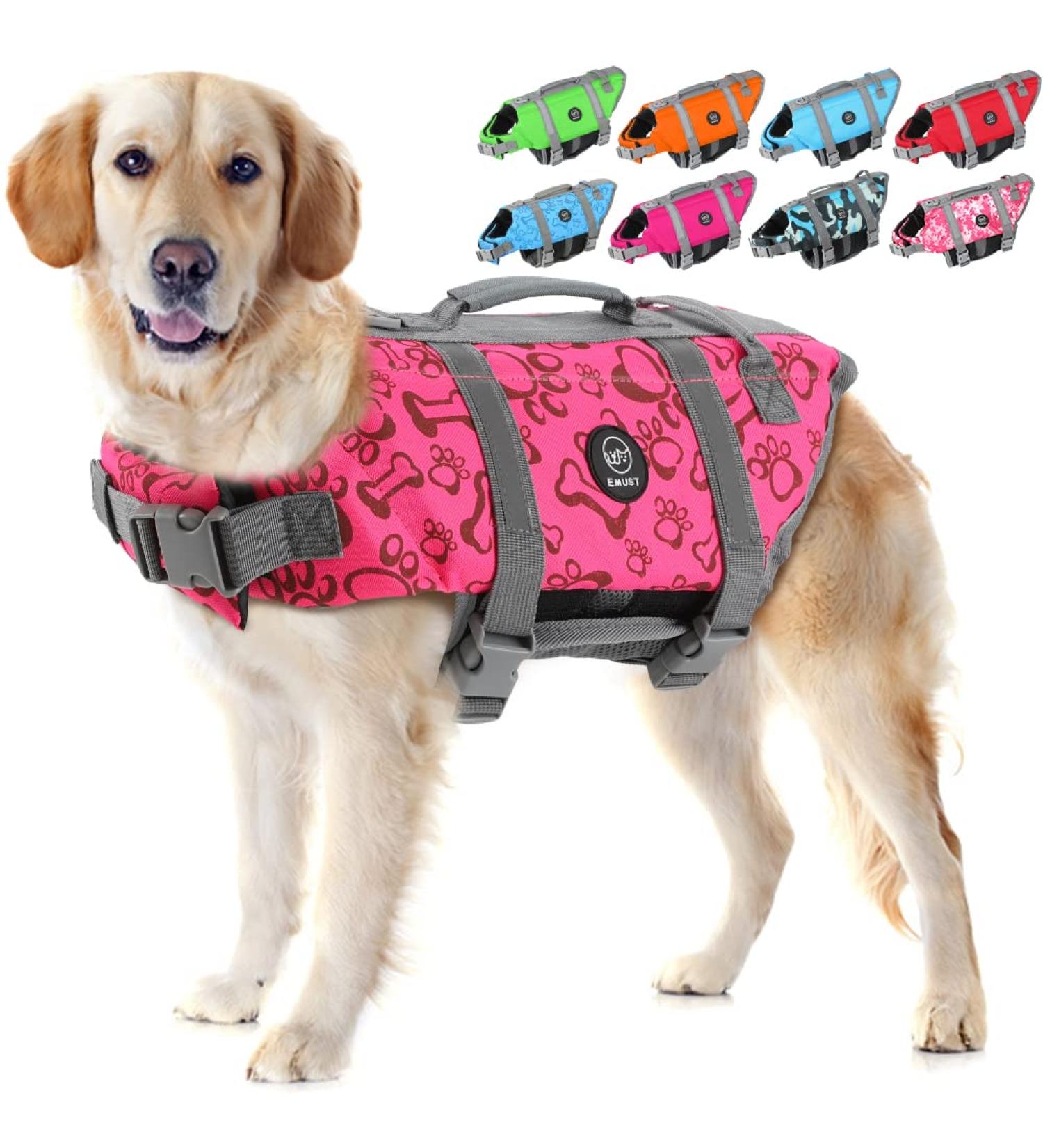 Emust Reflective Dog Vest - Adjustable Improved Buoyancy & Rescue Handle for Swimming - 2XL Pink - Buy Online on GoSupps.com