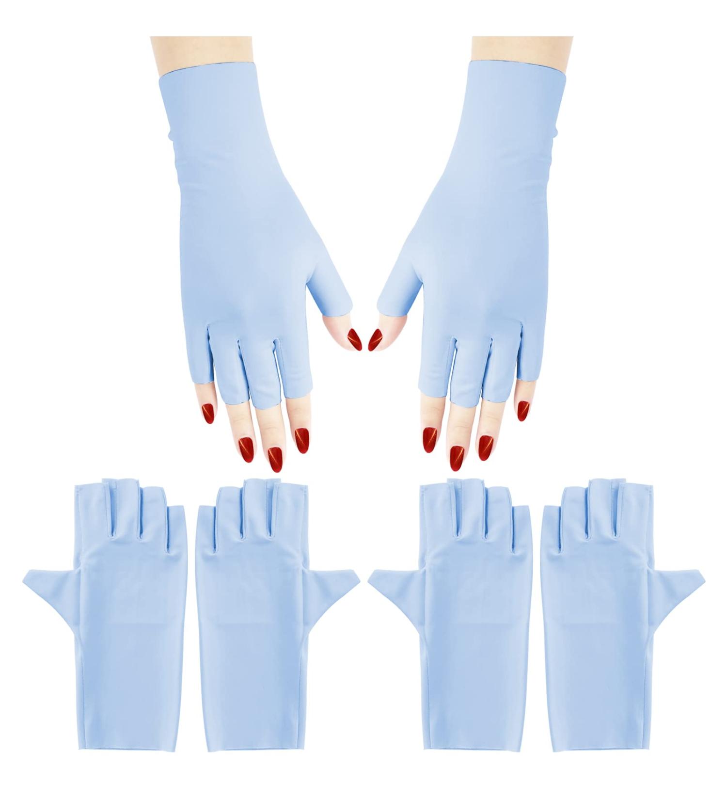 Arqumi UV Gel Nail Lamp Dryer Protection Gloves - 2 Pairs | Gel Manicure Fingerless Anti-UV Gloves for Nail Art - Cyan - Buy Online on GoSupps.com