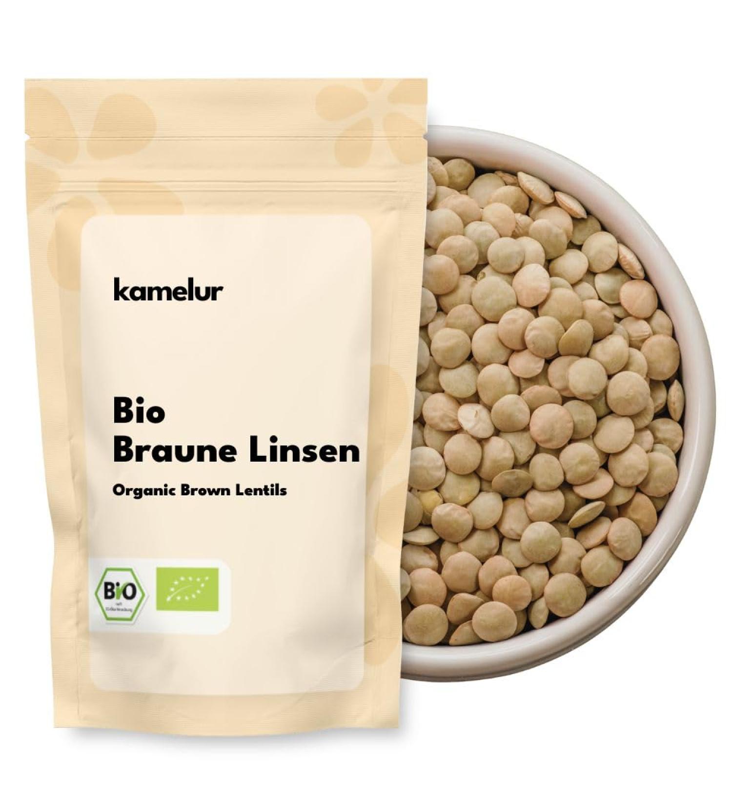  Kamelur Kamelur 1 kg of dried organic brown lentils Dried lentil fruits organic lentils Flat lentils in biodegradable packaging - Buy Online on GoSupps.com