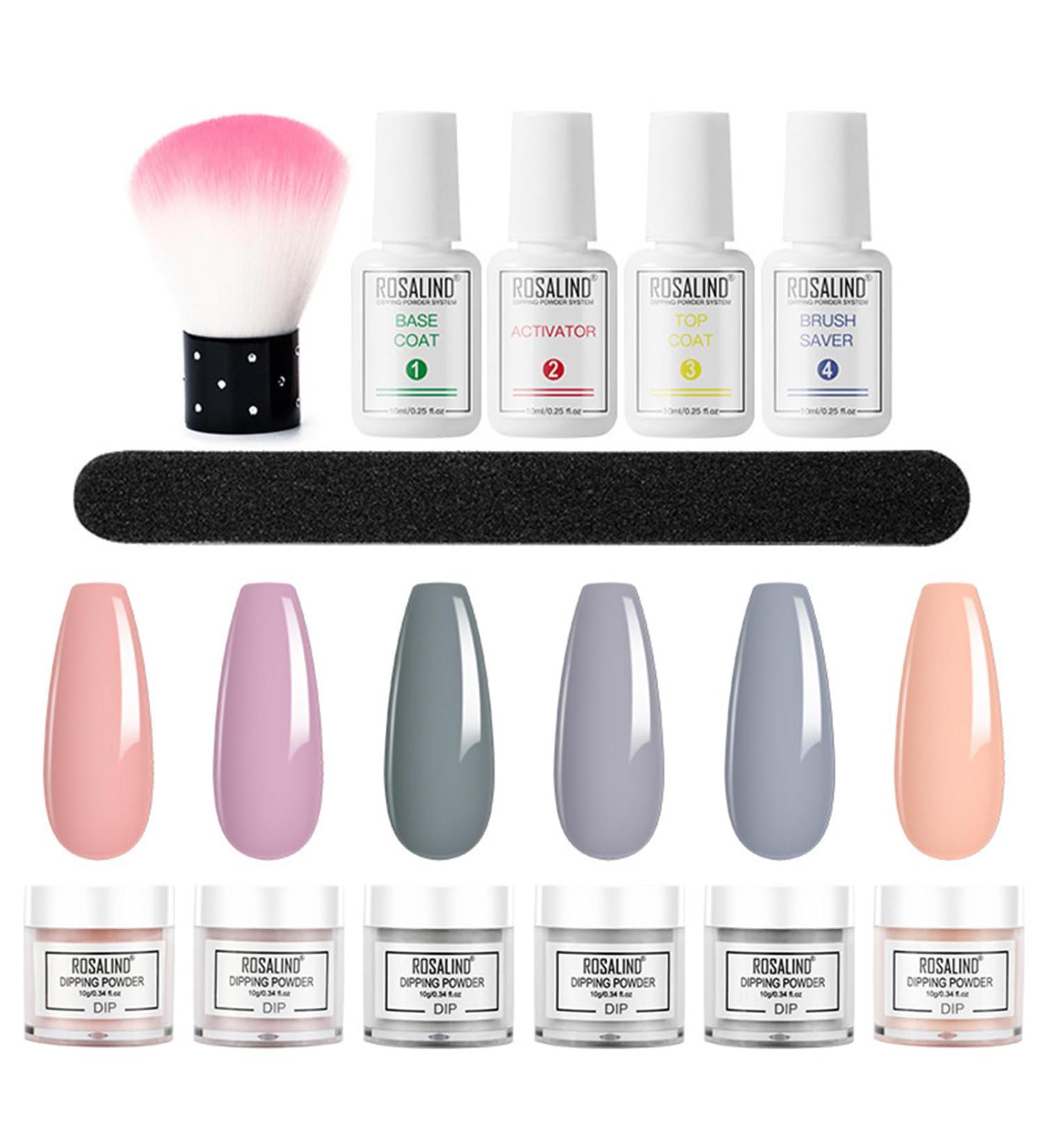 Roseflower Dipping Powder Nails Kit - 6 Colors Nude Dip Powder Base & Top Coat - DIY Manicure at Home | International Shipping - Buy Online on GoSupps.com