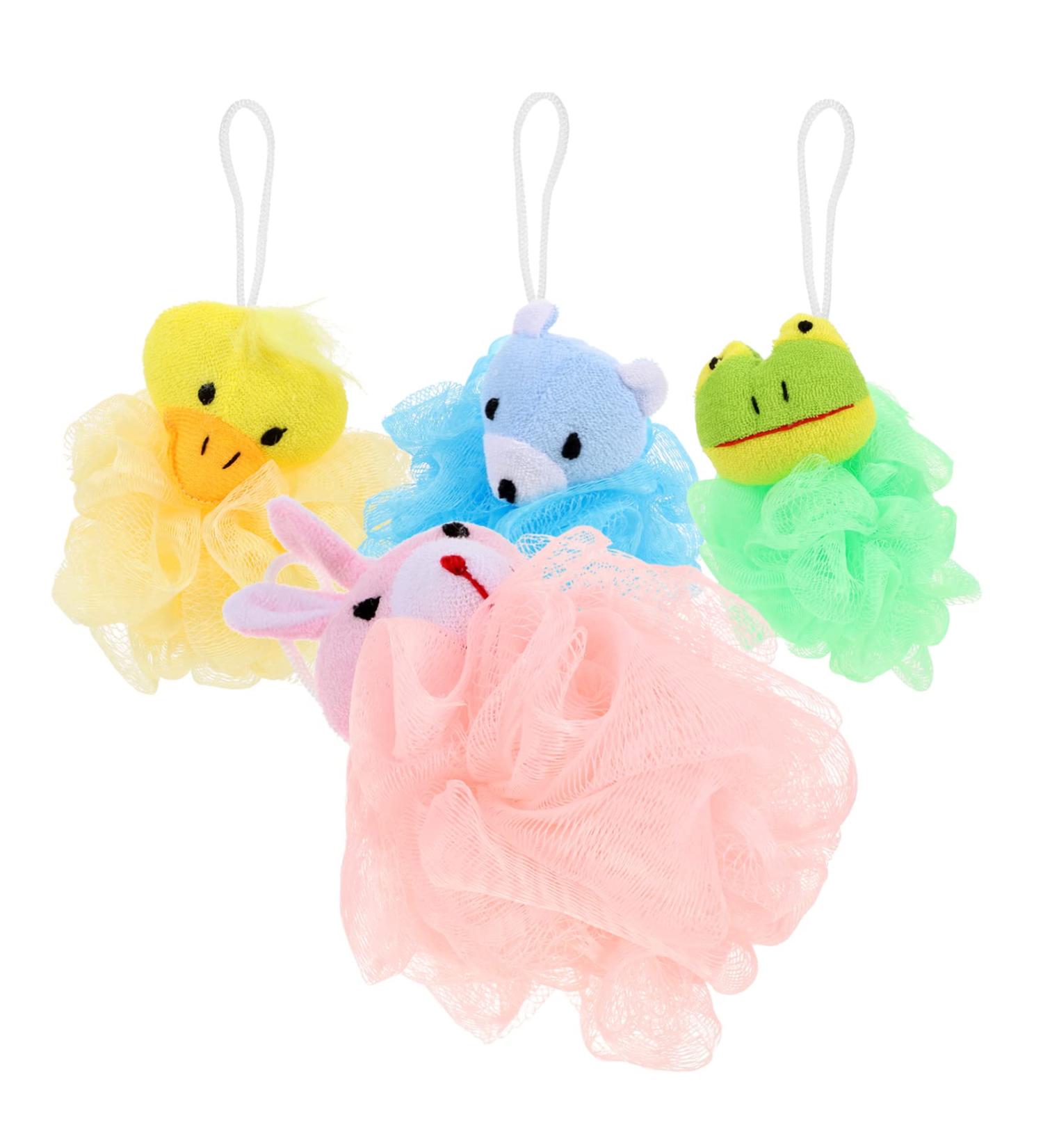 Zerodeko Cartoon Bath Sponges Set - 4 Large Washing Balls for Baby & Home | Soft Body Sponge - International Shipping Available - Buy Online on GoSupps.com