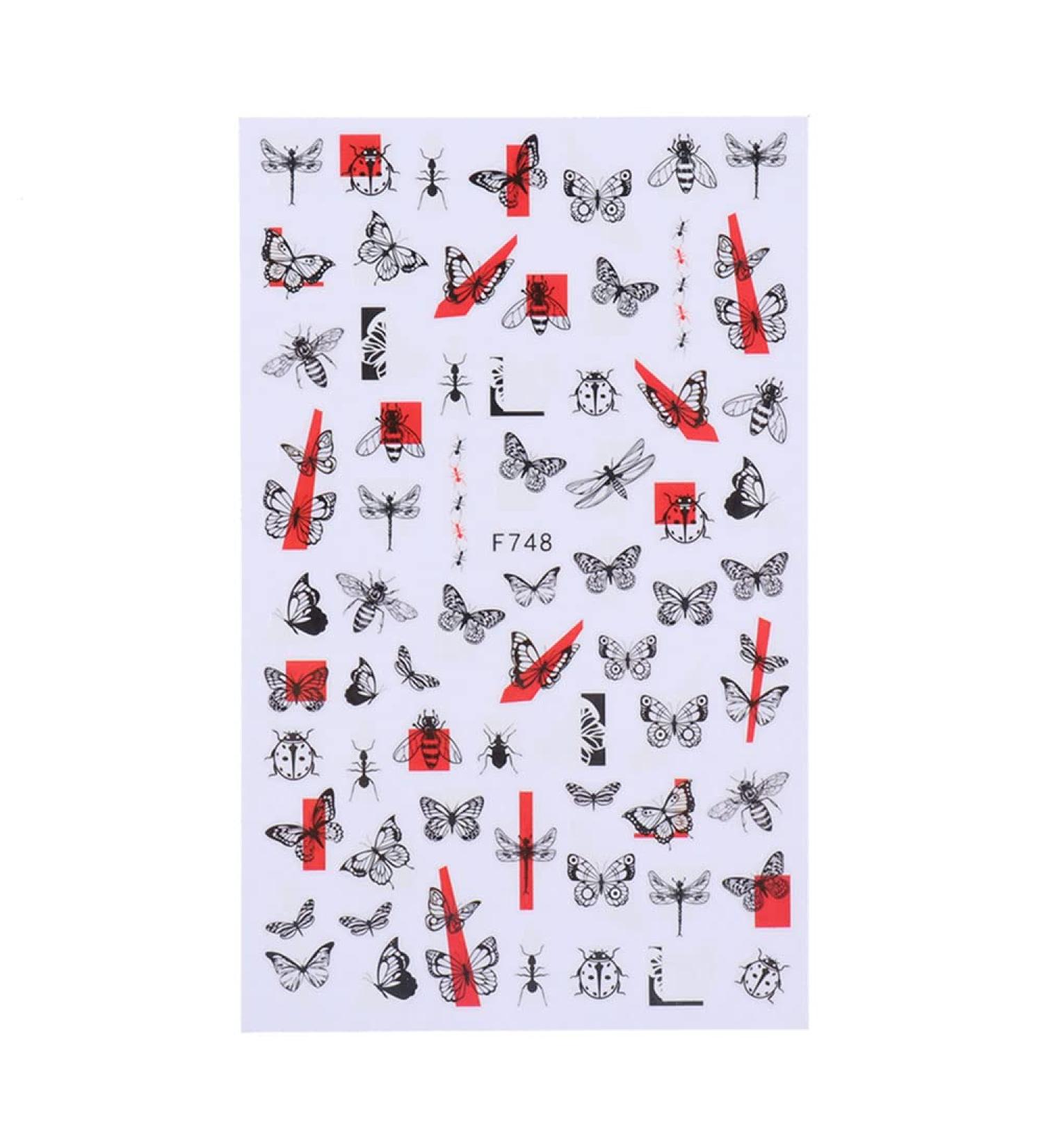 Tattoo DIY Flower Simple Design Transfer Decals Nail Sticker 3D Black Vine Leaf Alphabet(F-745) (Black F) - Buy Online on GoSupps.com