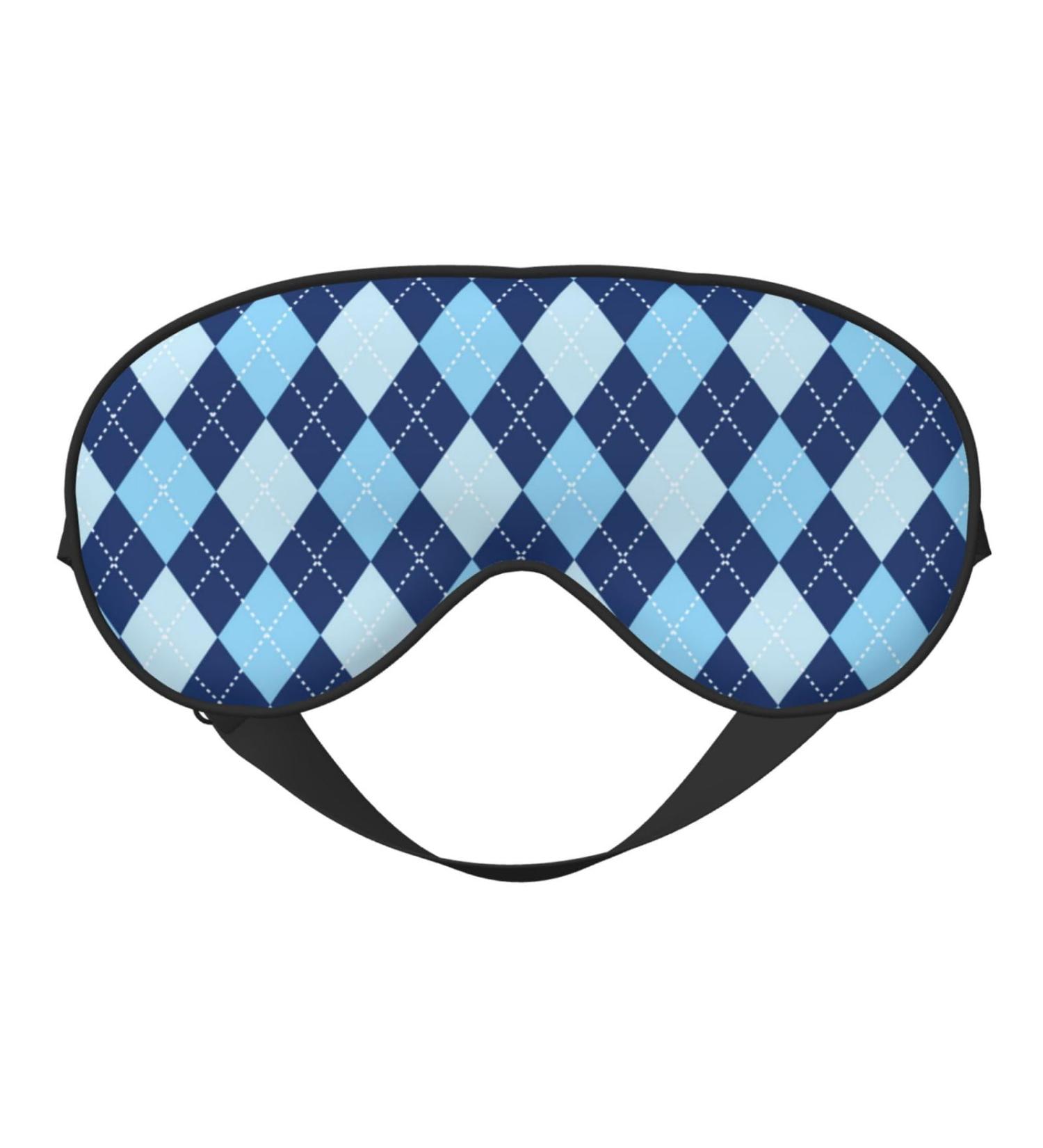 Buy Blue Squares Print Sleep Eye Mask - Soft Blindfold with Elastic Strap for Travel & Night Sleep - Buy Online on GoSupps.com