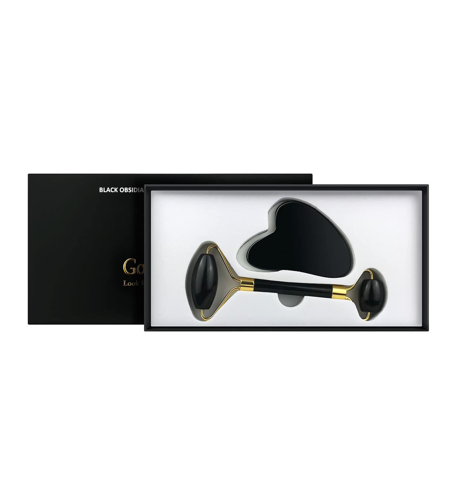 Anti-Aging Jade Black Obsidian Roller and Gua Sha Spa Set - Massager & Sculpting Tools for Eyes Face Neck and Body. Helps Reduce The Appearance of Wrinkles Fine Lines Soothes & De-Puffs Skin - Buy Online on GoSupps.com