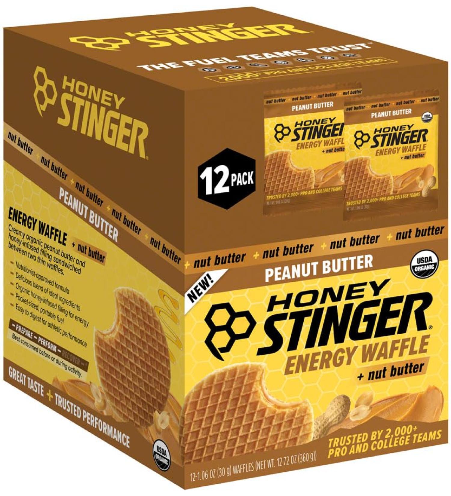 Honey Stinger Organic Peanut Butter Waffles - USDA Certified Kosher Natural Energy Snack Gluten-Free No Artificial Flavors or Preservatives Convenient Box of 12 for Athletic & Outdoor Use - Buy Online on GoSupps.com