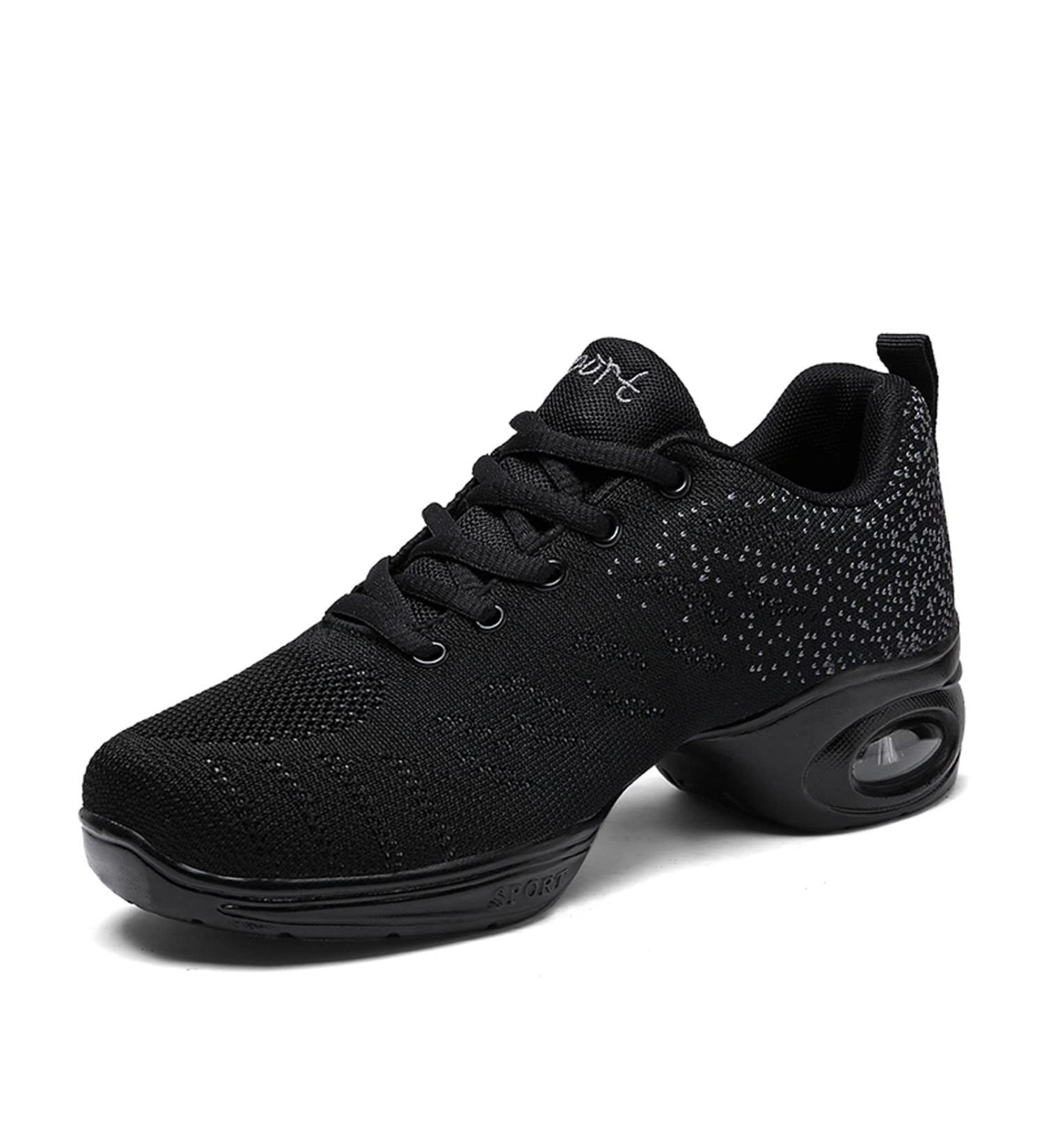 Buy Jazz Shoes for Women - Lace Up Dance Sneakers with Split Sole & Air Cushion - Modern Platform Shoes - Size 37 EU - Black - Buy Online on GoSupps.com