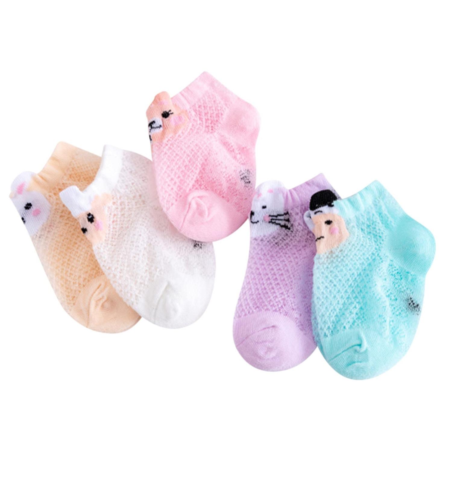 Mylh Baby Socks for 0-6 Months | Ultra-Thin Breathable Multicolored Ankle Socks for Girls | Cuddly & Comfortable Baby Tube Socks for Crawling - Buy Online on GoSupps.com