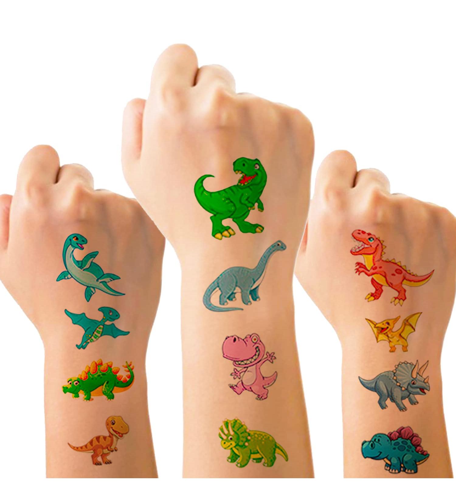 Dinosaur Temporary Tattoos - 120PCS Cute Cartoon Designs for Kids | Waterproof Body Art Stickers for Birthday Party Decor - Buy Online on GoSupps.com