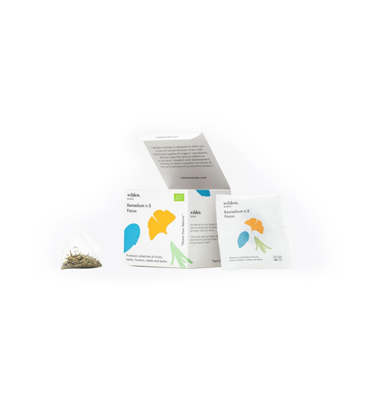 Wilden Herbals Remedium n.5 Focus - Tisane pour la Concentration - 9 Herbes Rafra chissantes - pour Travailler Etudier Voyager - 10 Sachets - Buy Online on GoSupps.com