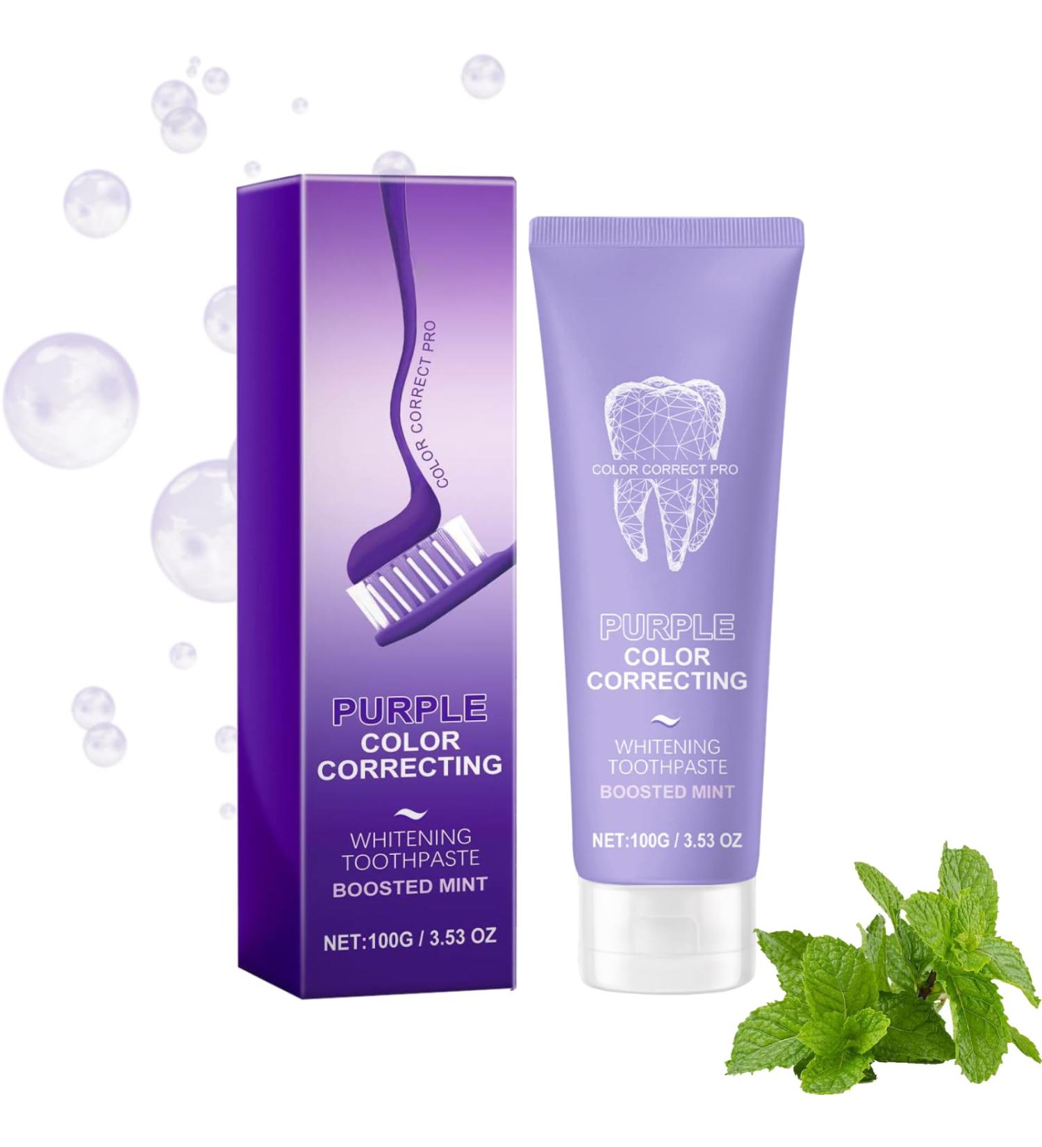 Purple Whitening Toothpaste Violet Teeth Whitening Oral Cleaning Toothpastes For Teeth Whitening Color Corrector Serum Included Teeth Whitening Booster (1) - Buy Online on GoSupps.com