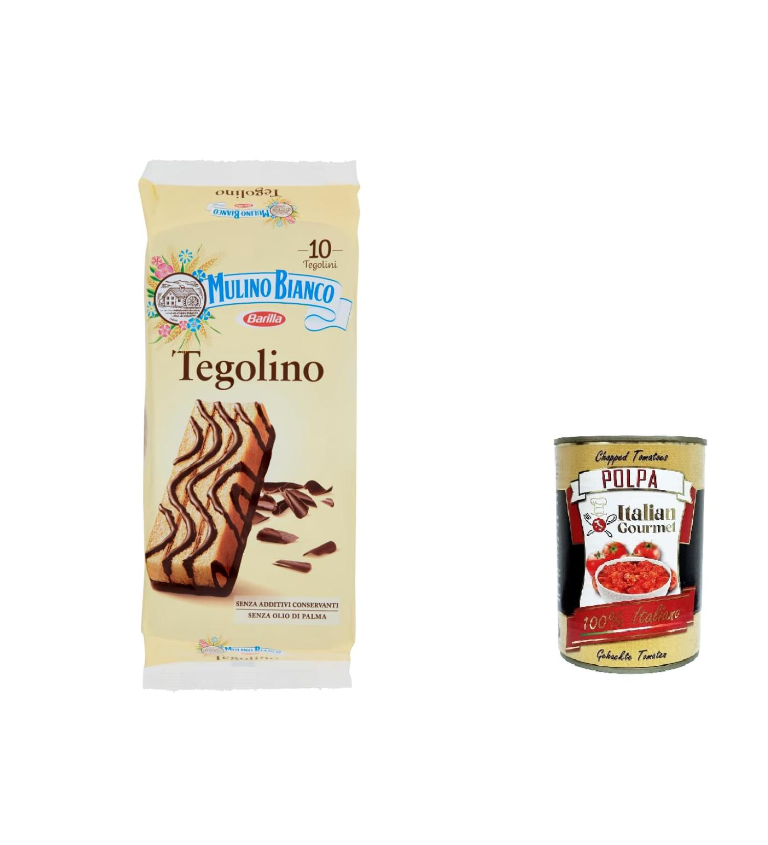  Italian Gourmet E.R. Mulino Bianco Tegolini Lean Cocoa Cream Set 10 Cake Snacks 350 g + Italian Gourmet Polpa 400 g Pack of 6 - Buy Online on GoSupps.com