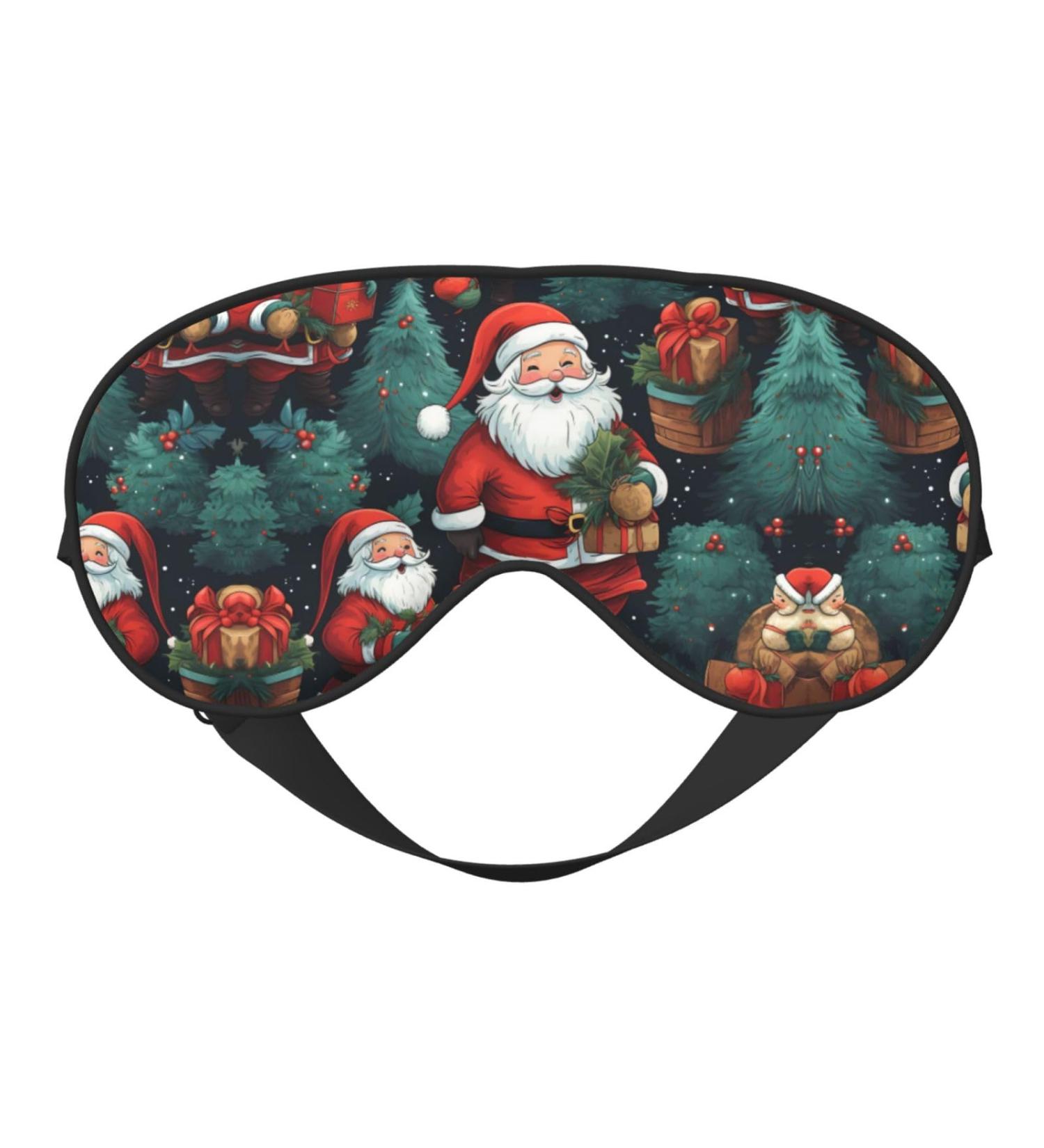 Cute Christmas Man Print Unisex Sleep Eye Mask | Soft Comfort Eye Shade for Travel Yoga & Shift Work - Buy Online on GoSupps.com