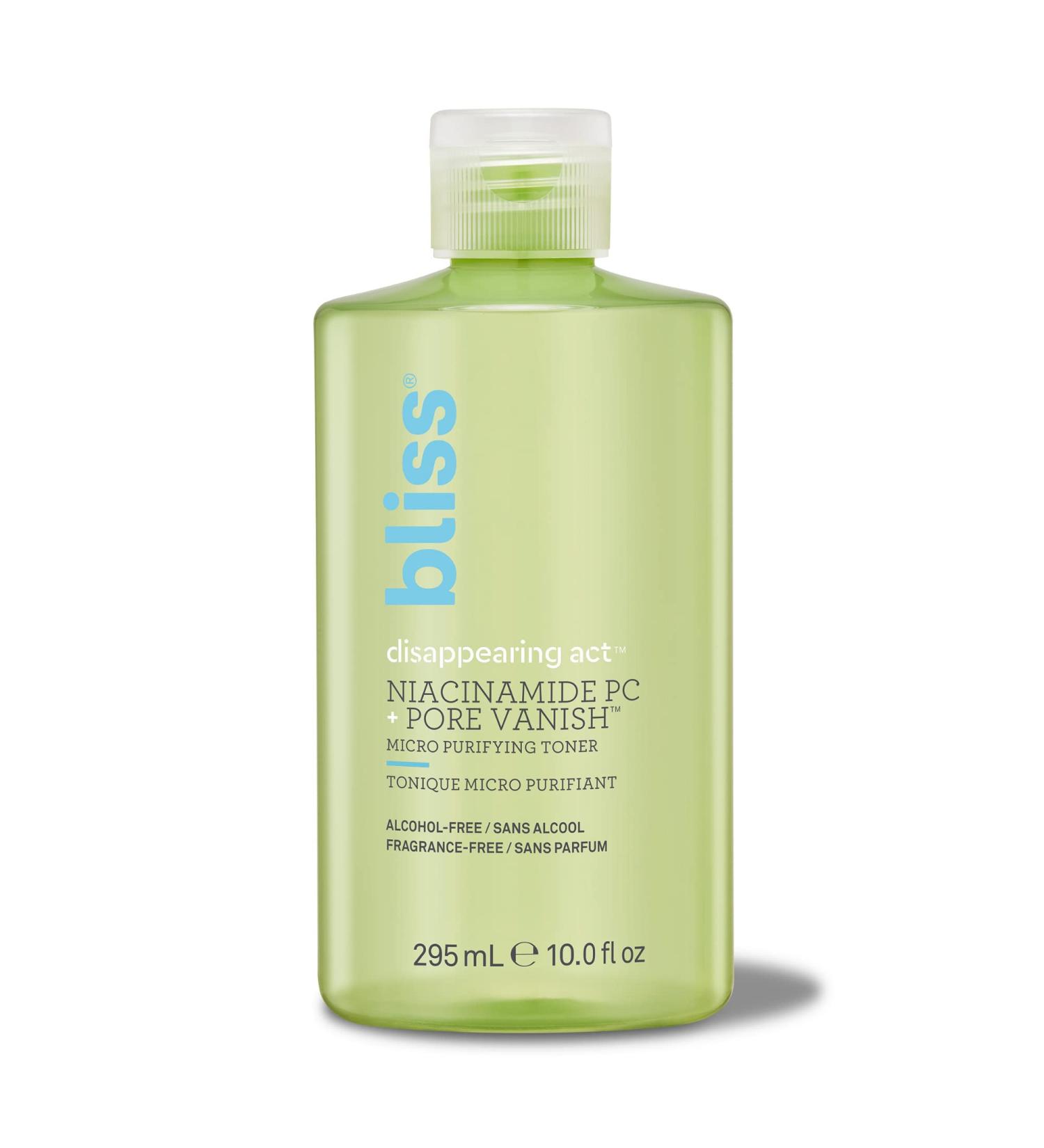 Bliss Disappearing Act Niacinamide Toner 10 oz - Pore Vanish Complex, Purifies Pores, Clean, Cruelty-Free, Vegan - Buy Online on GoSupps.com
