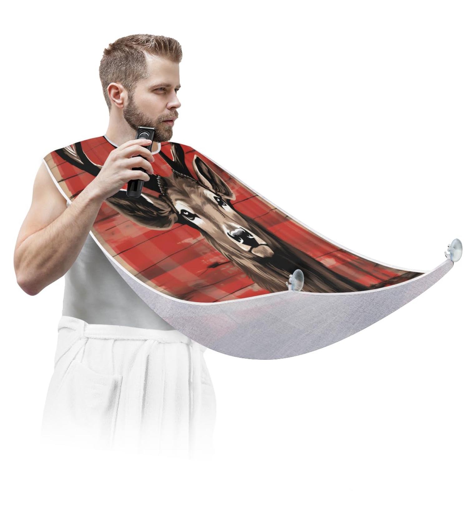 Deer Beard Bib Apron | Beard Hair Catcher for Men | Perfect Father's Day & Anniversary Gift | Includes 2 Suction Cups - Buy Online on GoSupps.com