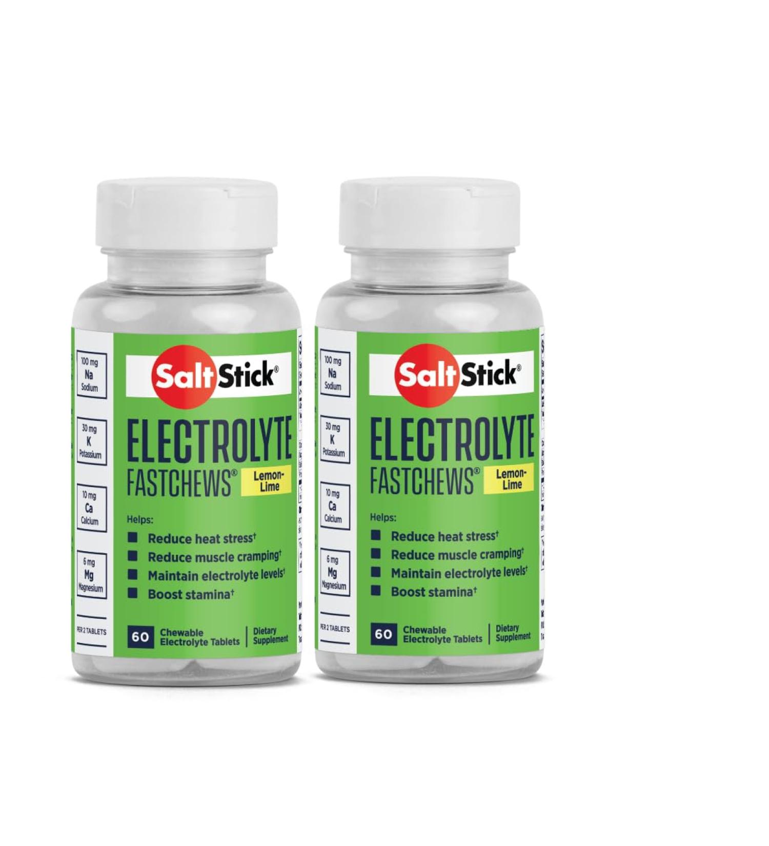 SaltStick Fastchews 60 Count Electrolyte Replacement Zesty Lemon Lime 2 Pack (120 Total Tablets)
