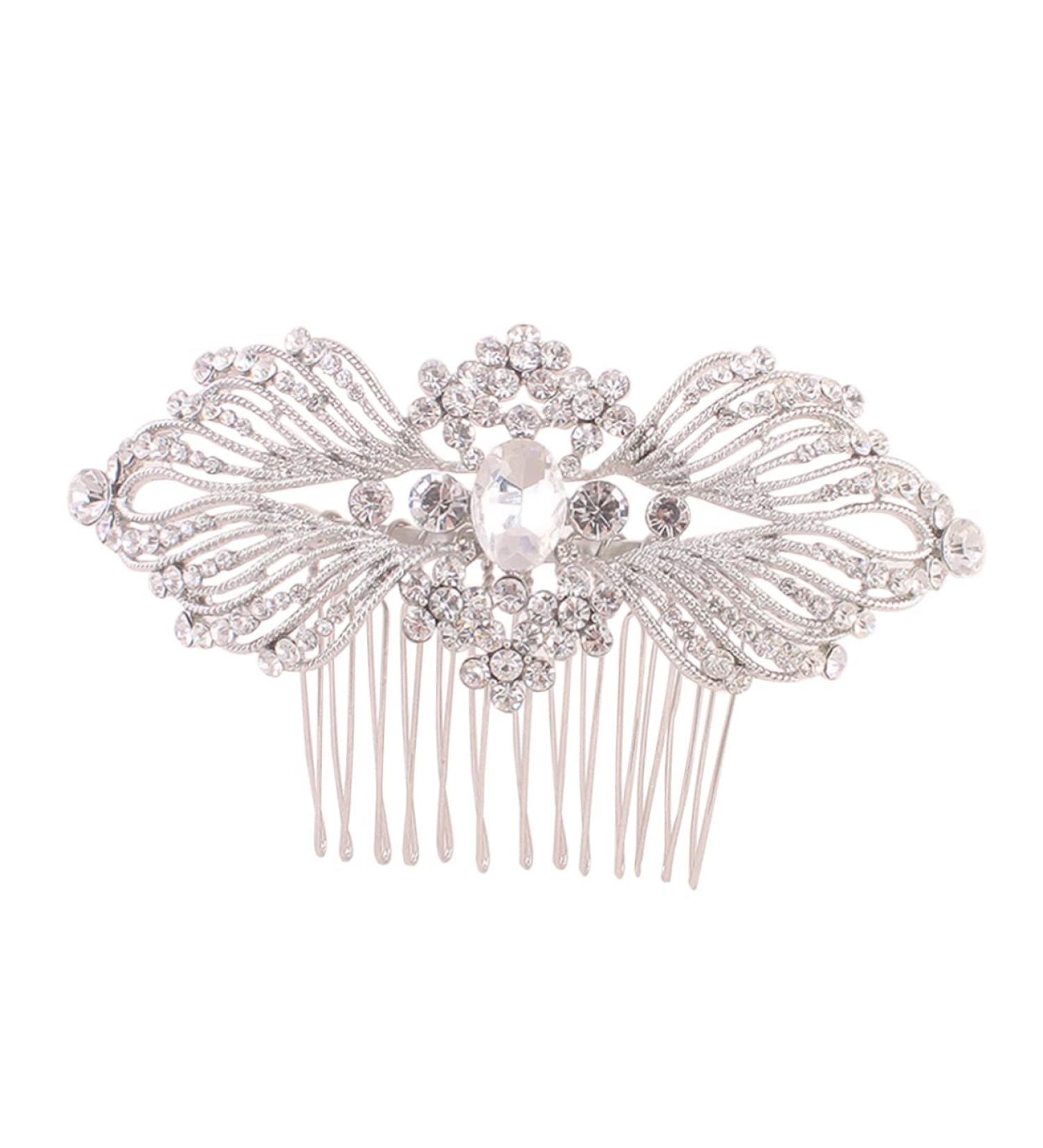 Tiara Crystal Hair Comb Crystal Hair Side Combs Bridal Hair Comb White European and American Accessories Bride - Buy Online on GoSupps.com