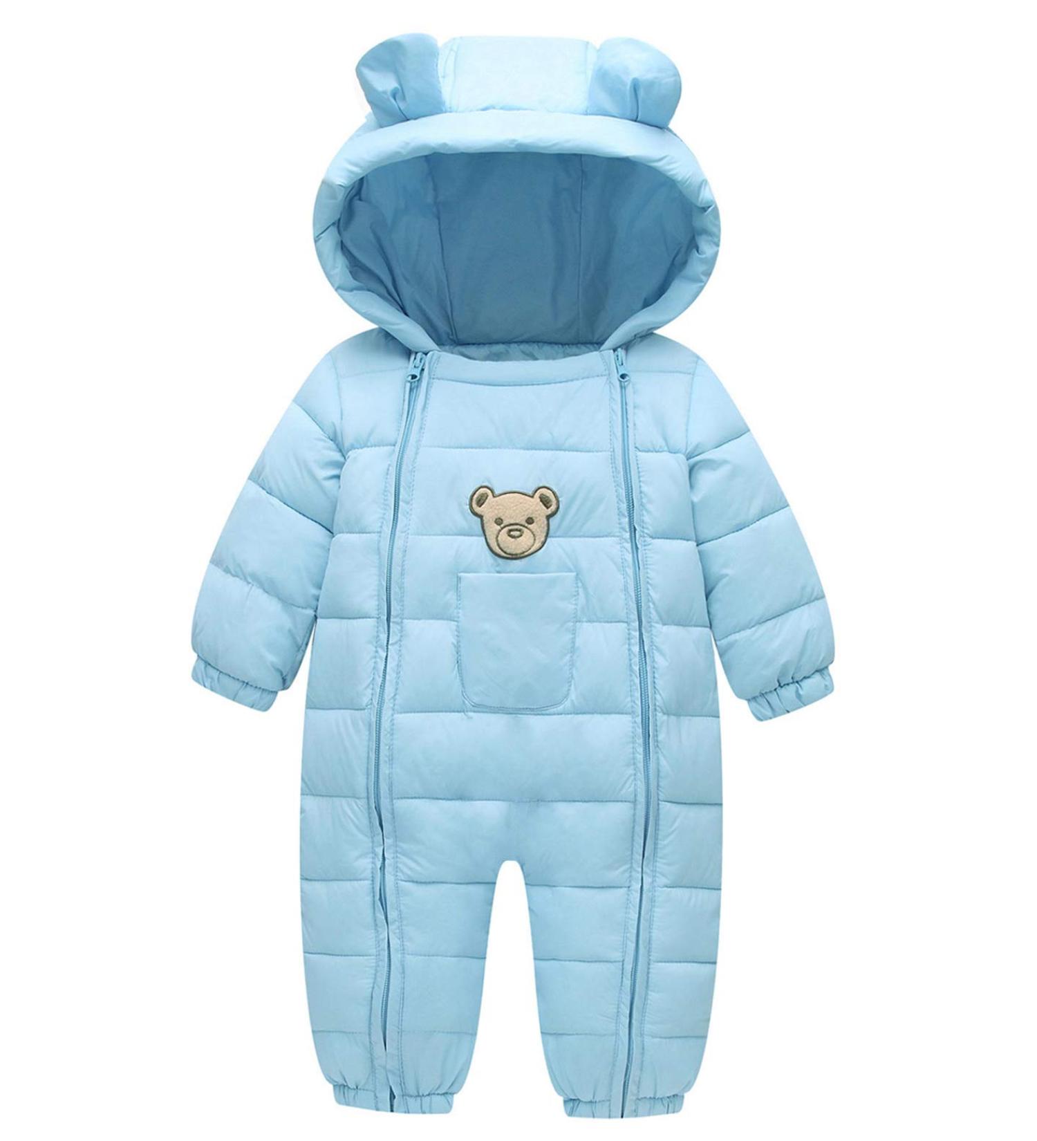 Happy Cherry Baby Hooded Romper Footie Pajamas Bear-light Blue 12-18 Months - Buy Online on GoSupps.com