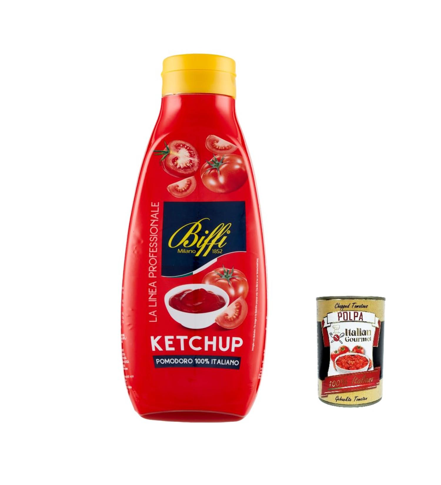  Italian Gourmet E.R. Biffi Tomato Ketchup with 100% Italian tomatoes 950g of tomato ketchup (fruity tomato flavor) + 400g gourmet Italian polpa - Buy Online on GoSupps.com